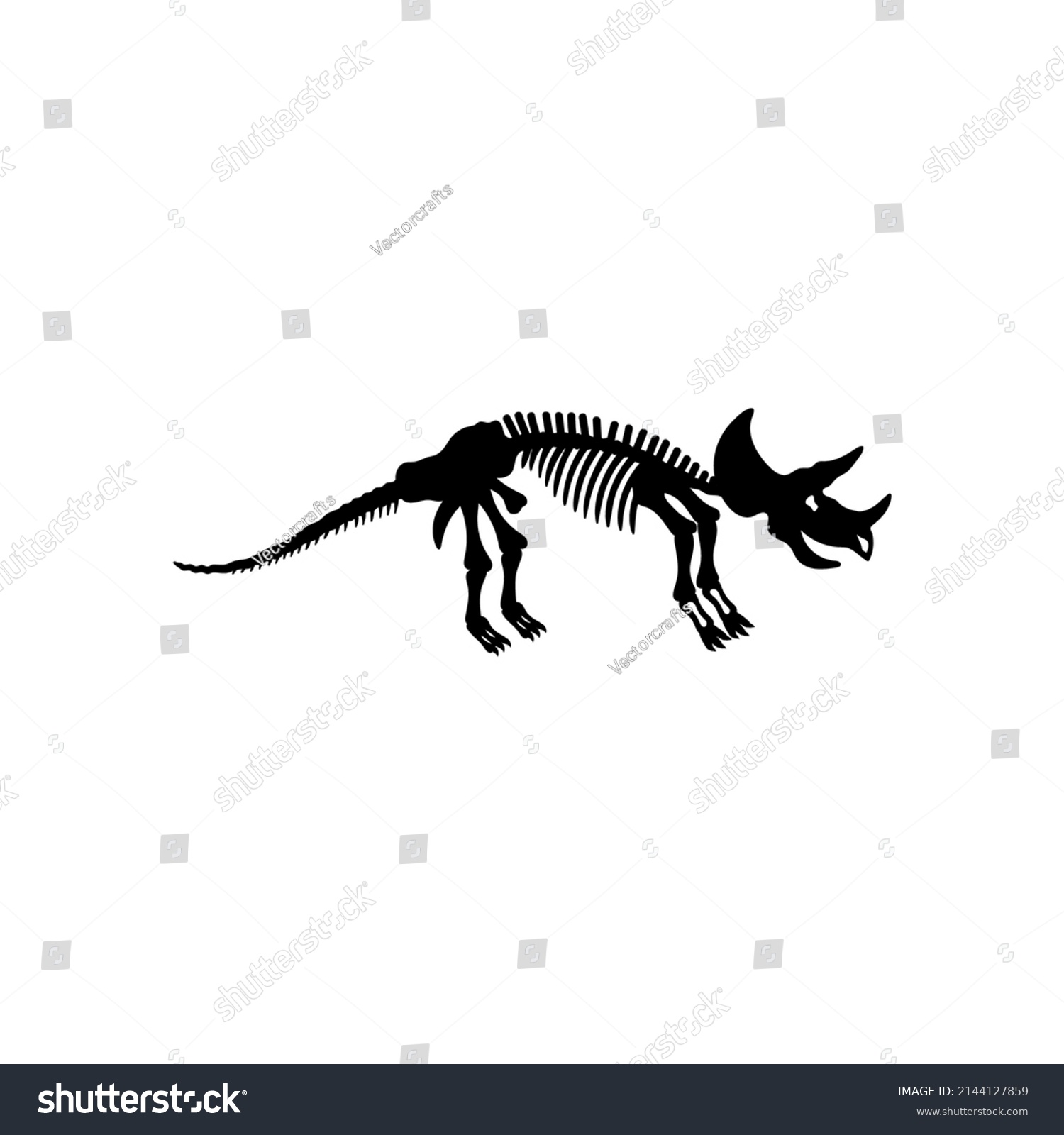 recommend clip art: Dinosaur skeleton line art illustration icon design template vector