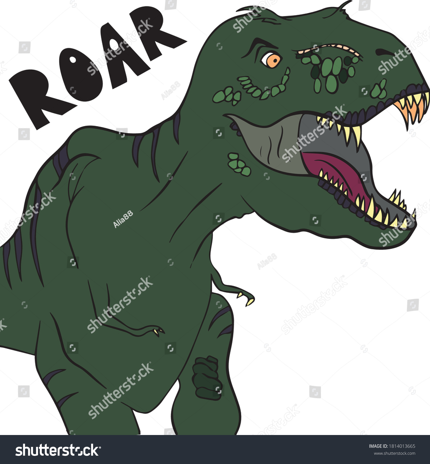 Dinosaur Trex Vector Illustration Roaring Green Stock Vector (Royalty ...