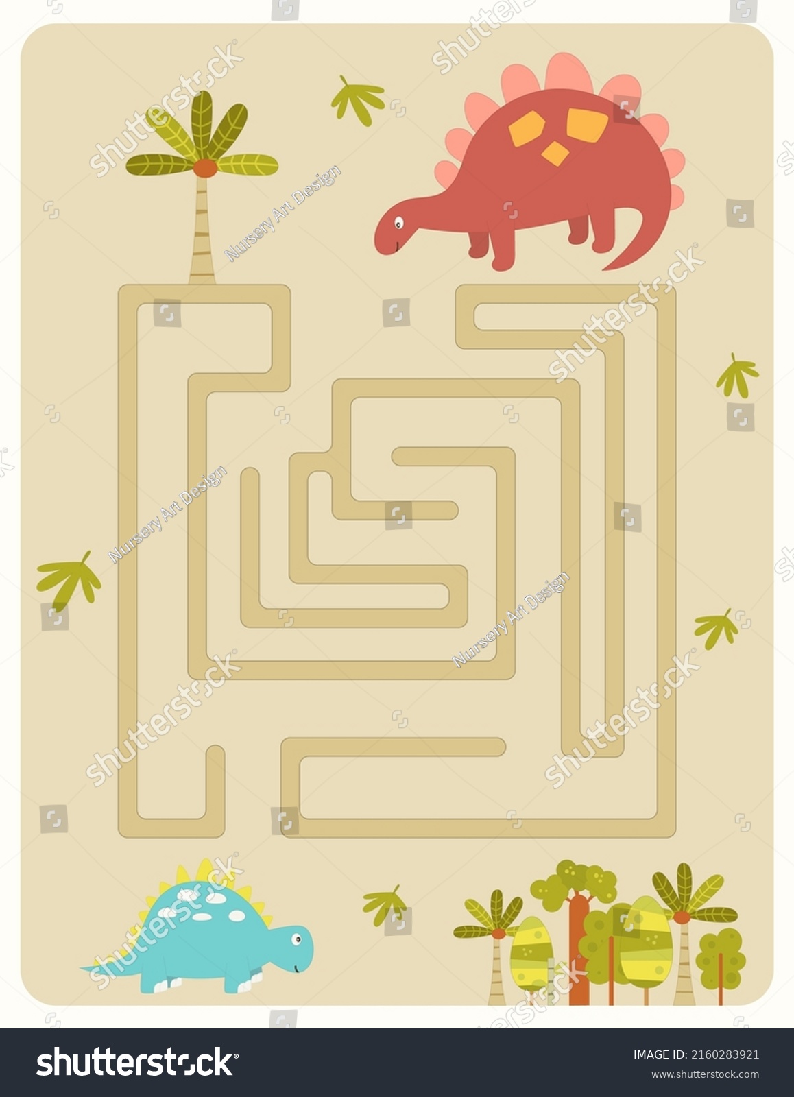 Dinosaurs Maze Game Children Help Dinosaur Stock Vector (Royalty Free ...