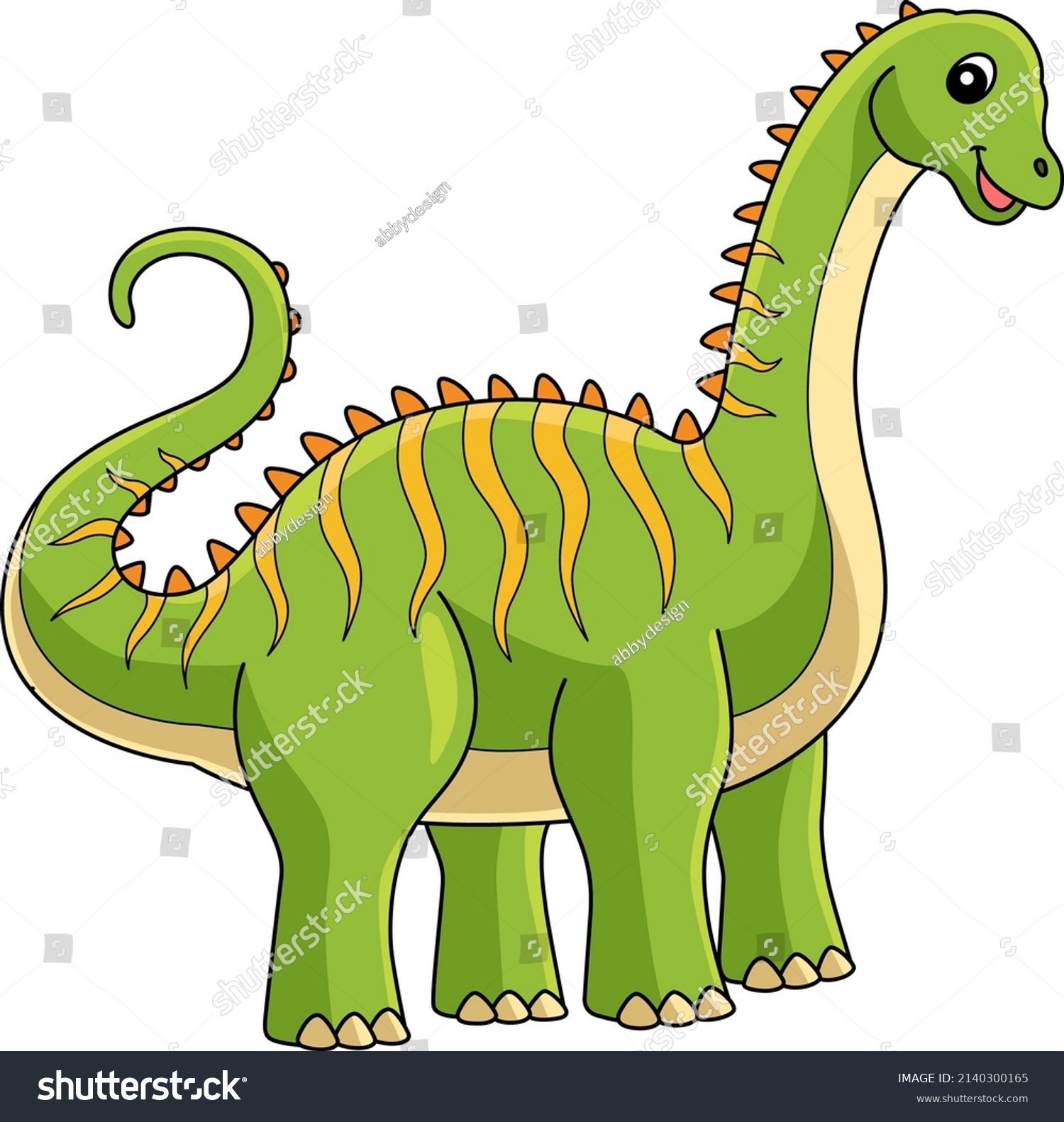 Diplodocus Dinosaur Cartoon Colored Clipart Stock Vector (Royalty Free ...