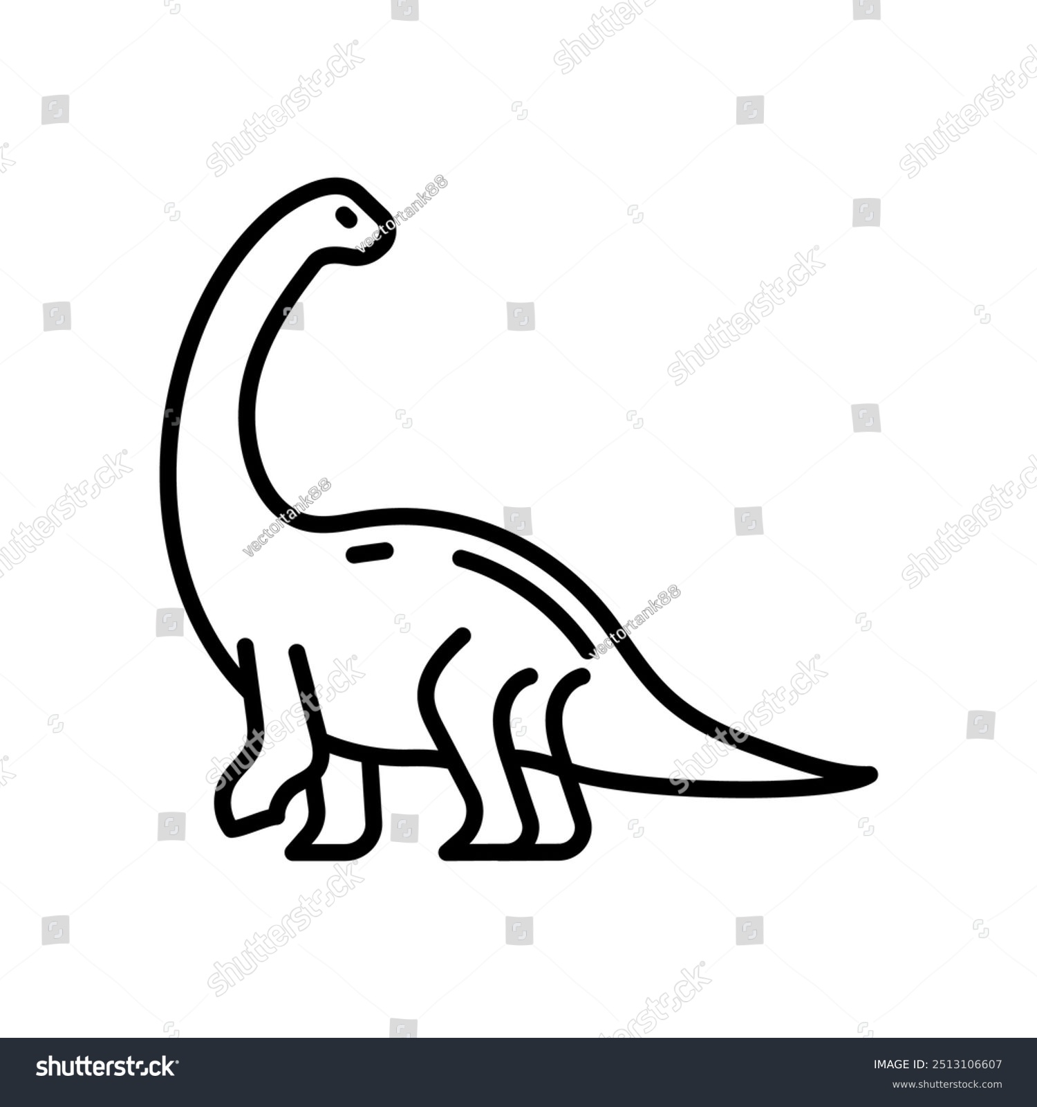 black outline dinosaur standing, simple design clip art preview