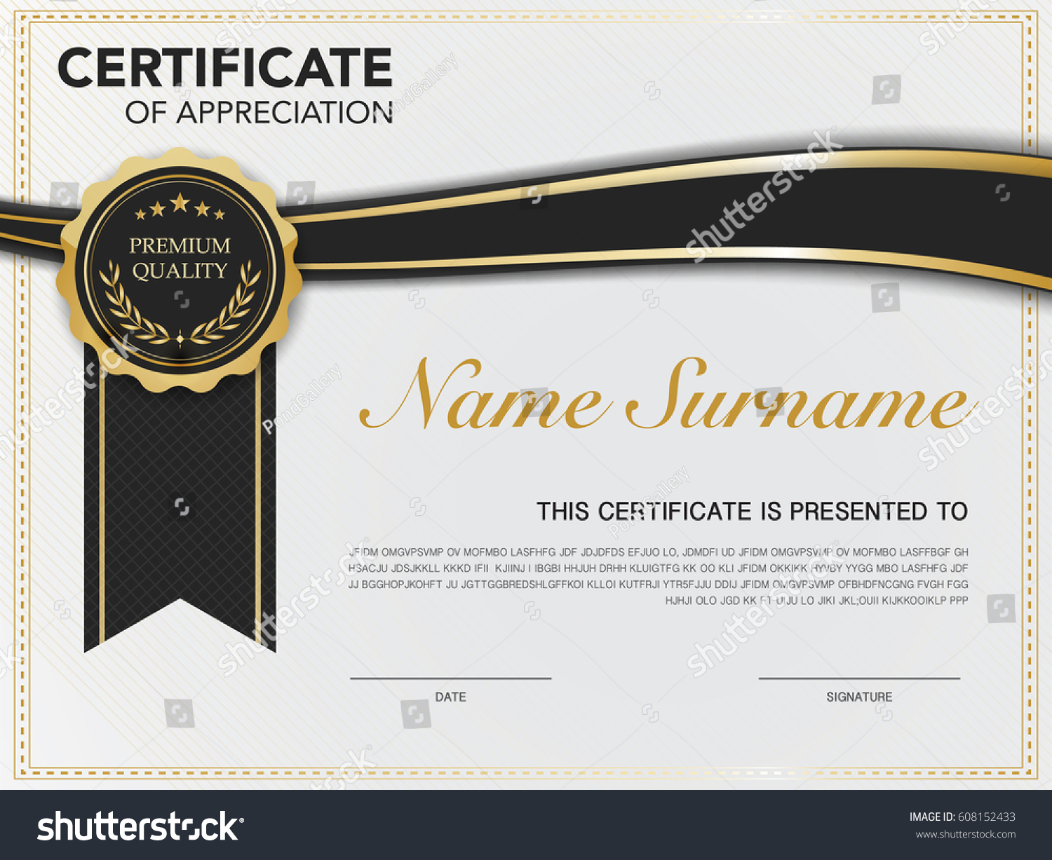 Vektor Stok Diploma Certificate Template Black Gold Color Tanpa Royalti Shutterstock