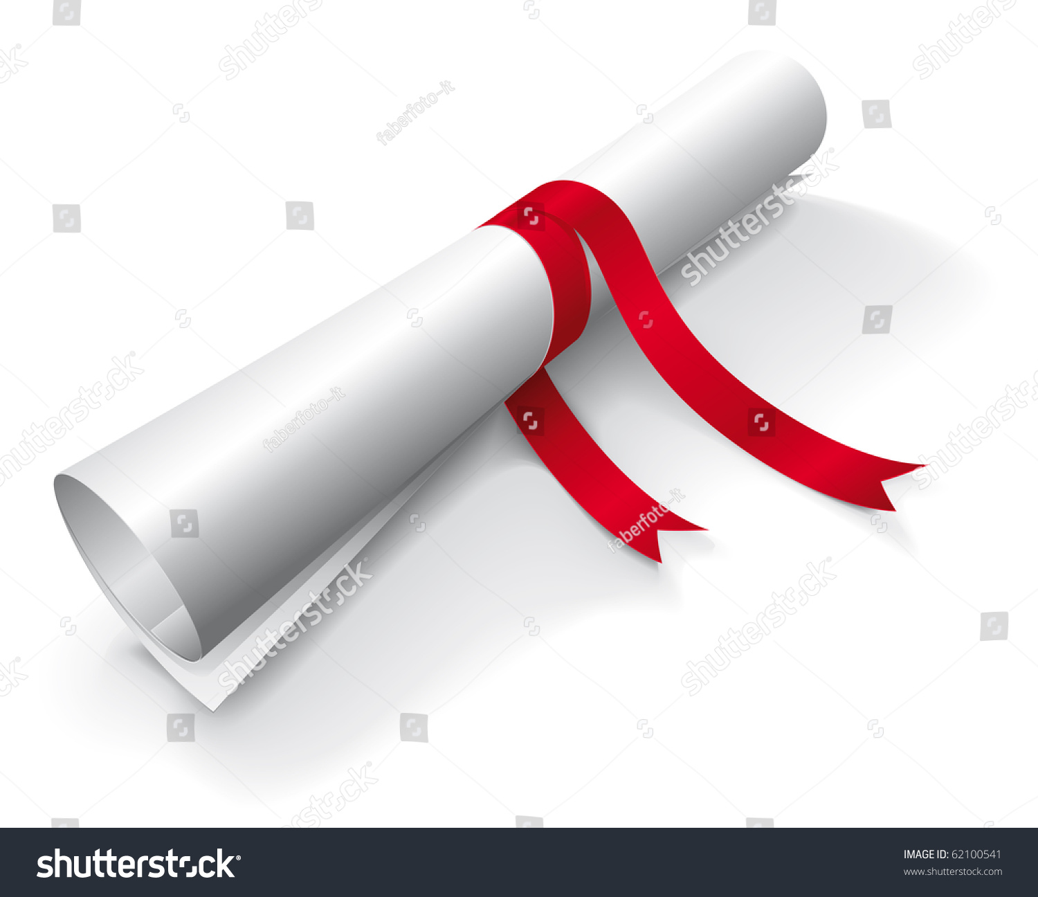 Diploma Wrapped Red Ribbon On White Stock Vector (Royalty Free) 62100541