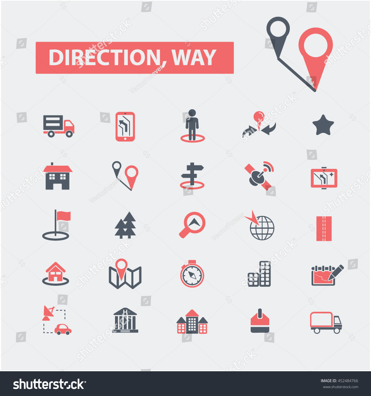 Direction Way Icons Stock Vector (Royalty Free) 452484766 | Shutterstock