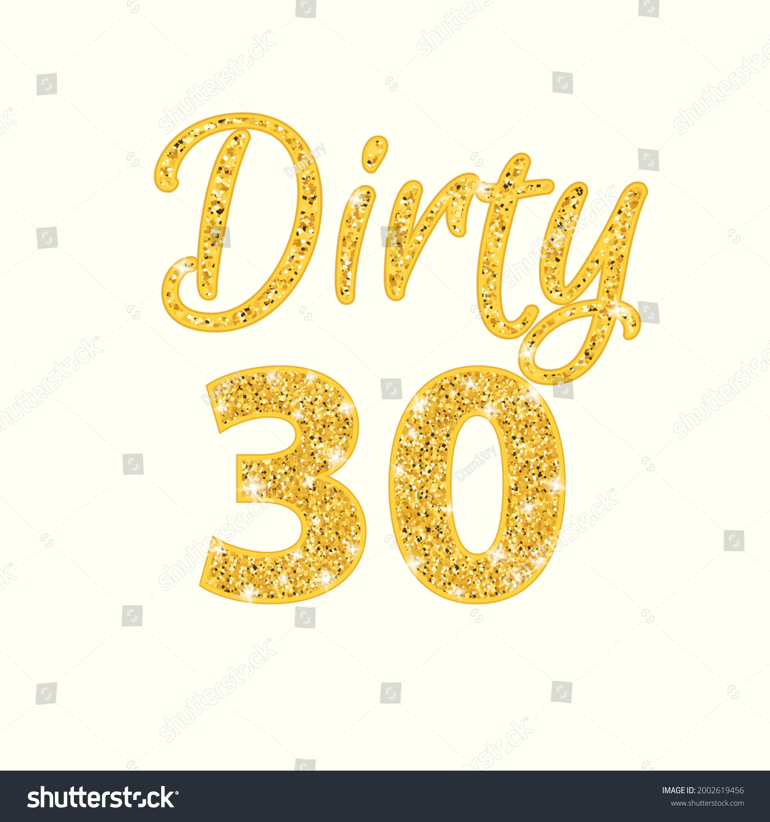 SVG of Dirty 30 glitter text. Clipart image svg
