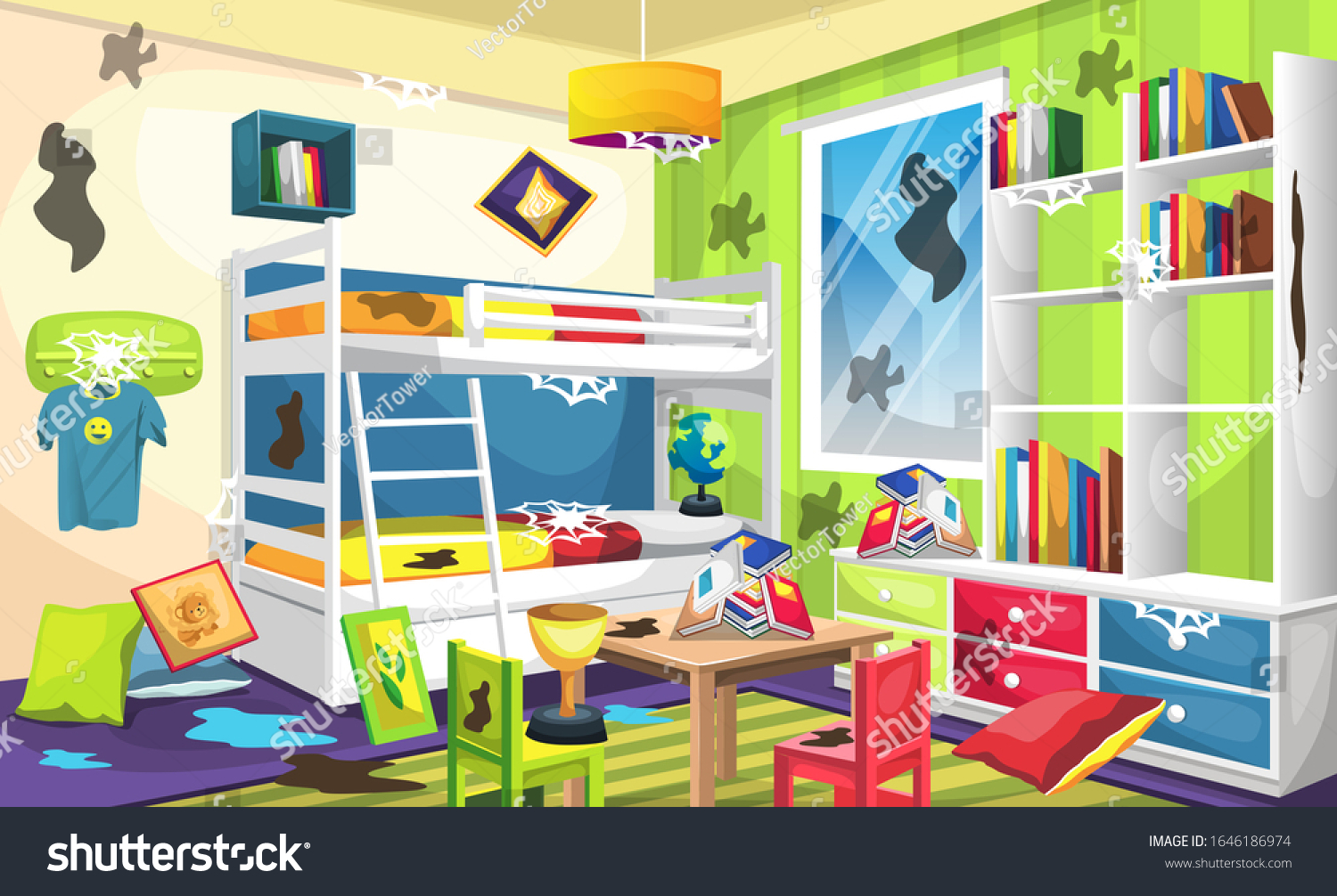 Dirty Kids Sleep Room Bunk Bed Stock Vector (Royalty Free) 1646186974 ...