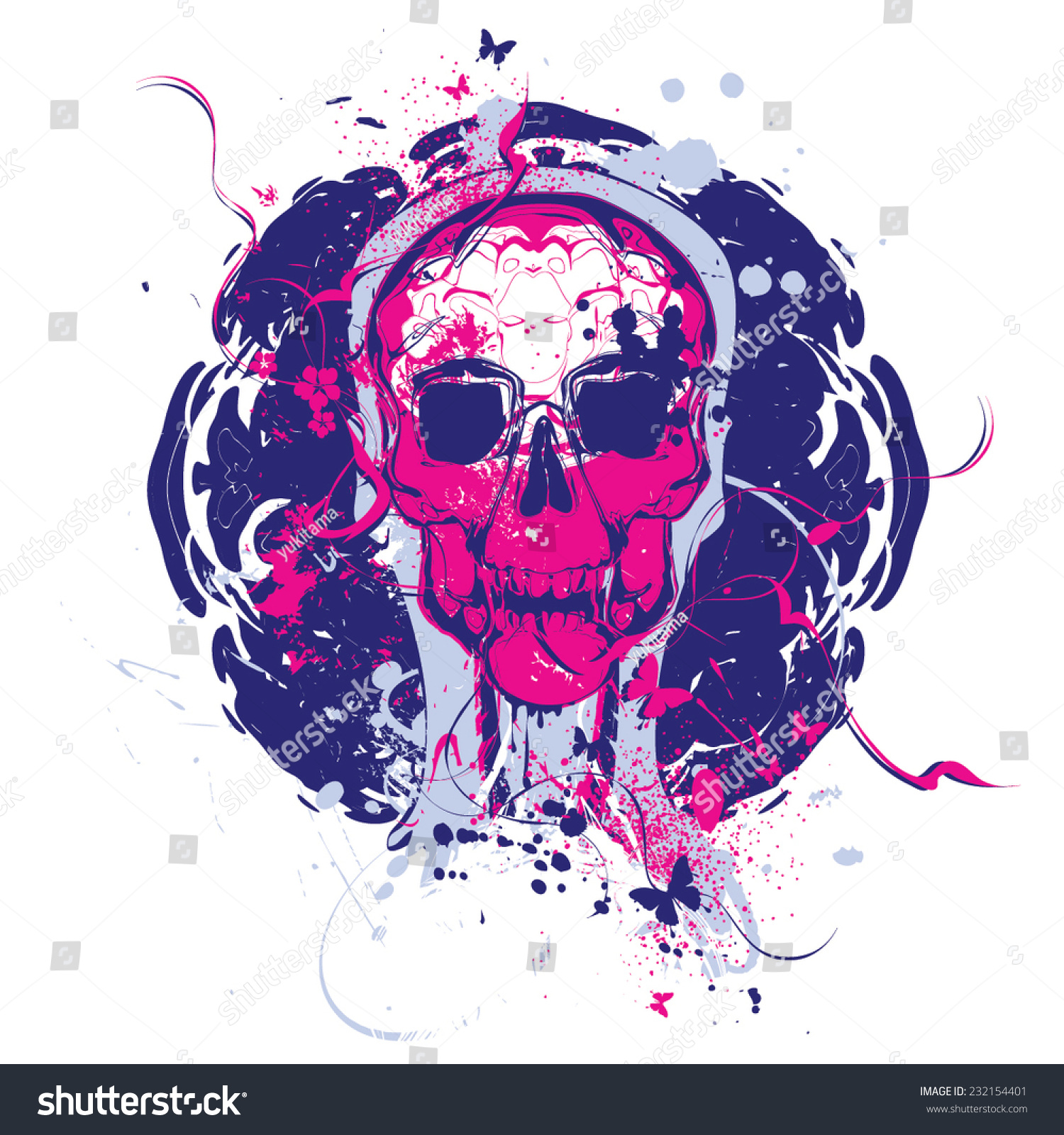 Dirty Skull With Brain Vector - 232154401 : Shutterstock