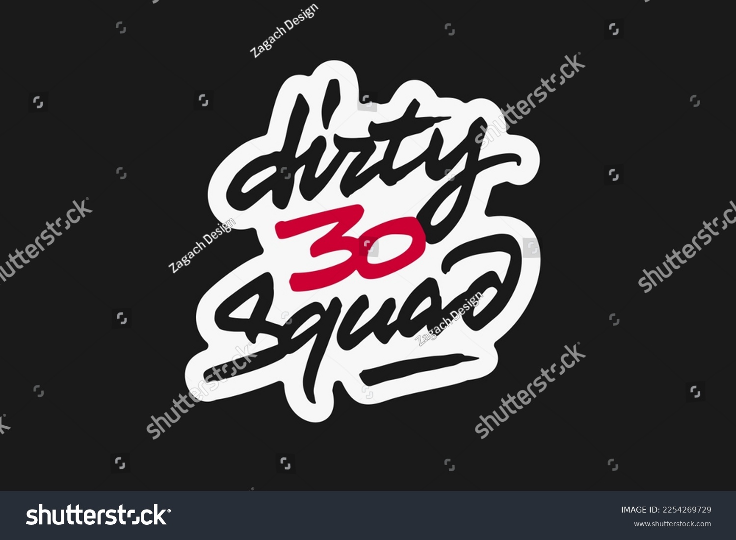 SVG of Dirty Thirty Squad vector lettering. Handwritten text label. Freehand typography design svg