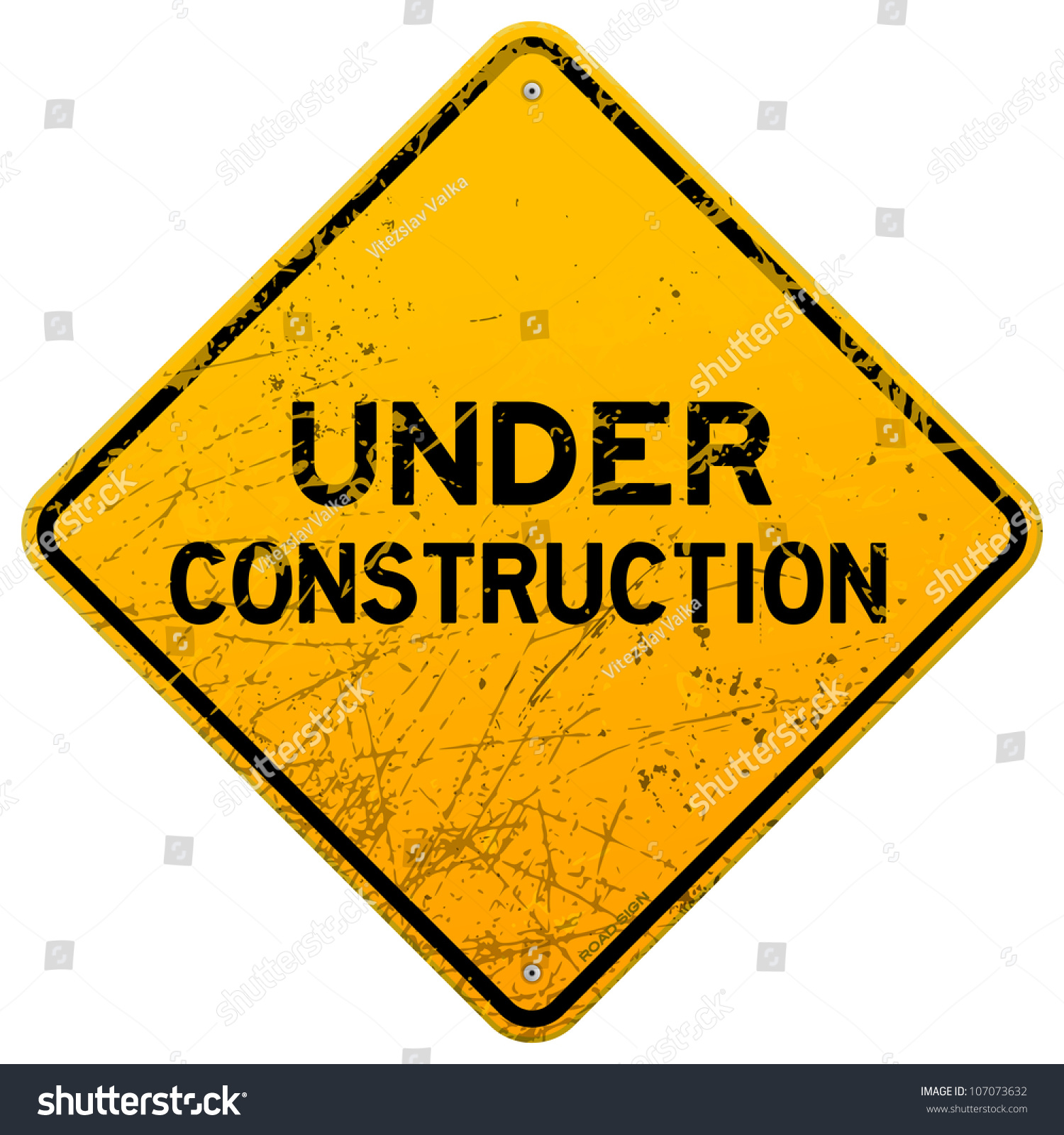 Dirty Under Construction Sign Stock Vector Illustration 107073632 ...