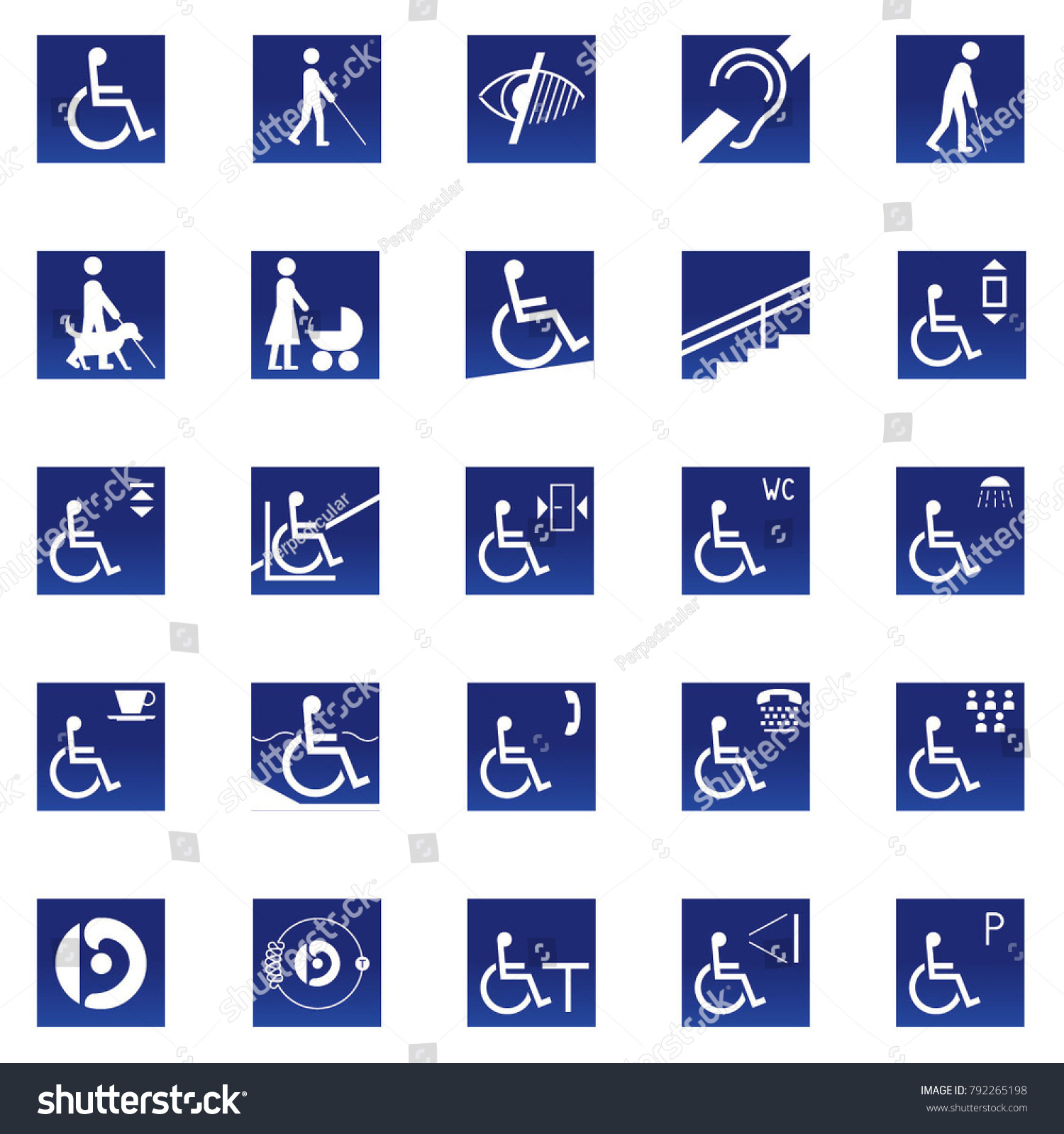 disability icon web white symbols signs stock vector royalty free