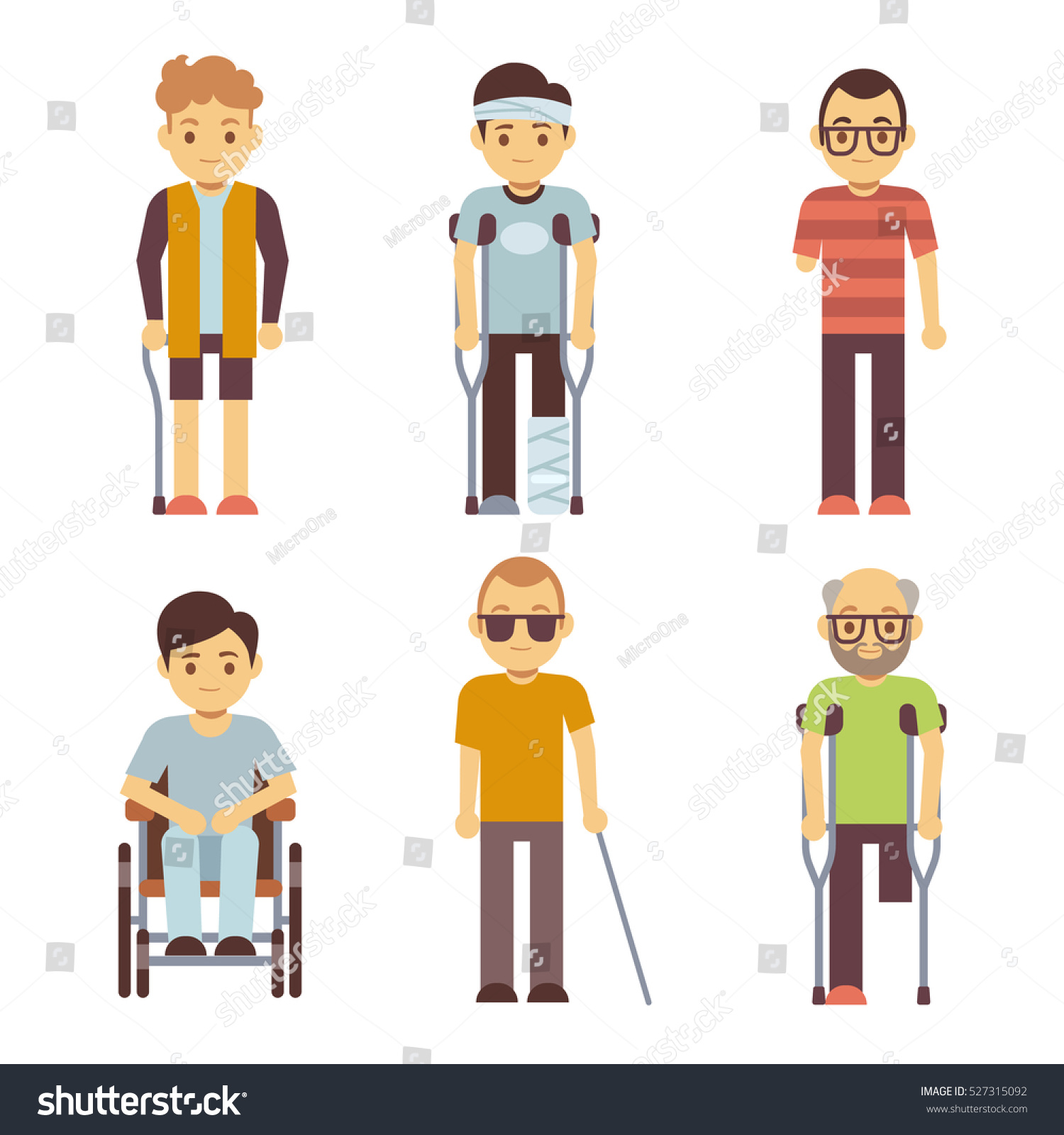 Disabled People Vector Set Old Young Stock Vector 527315092 - Shutterstock