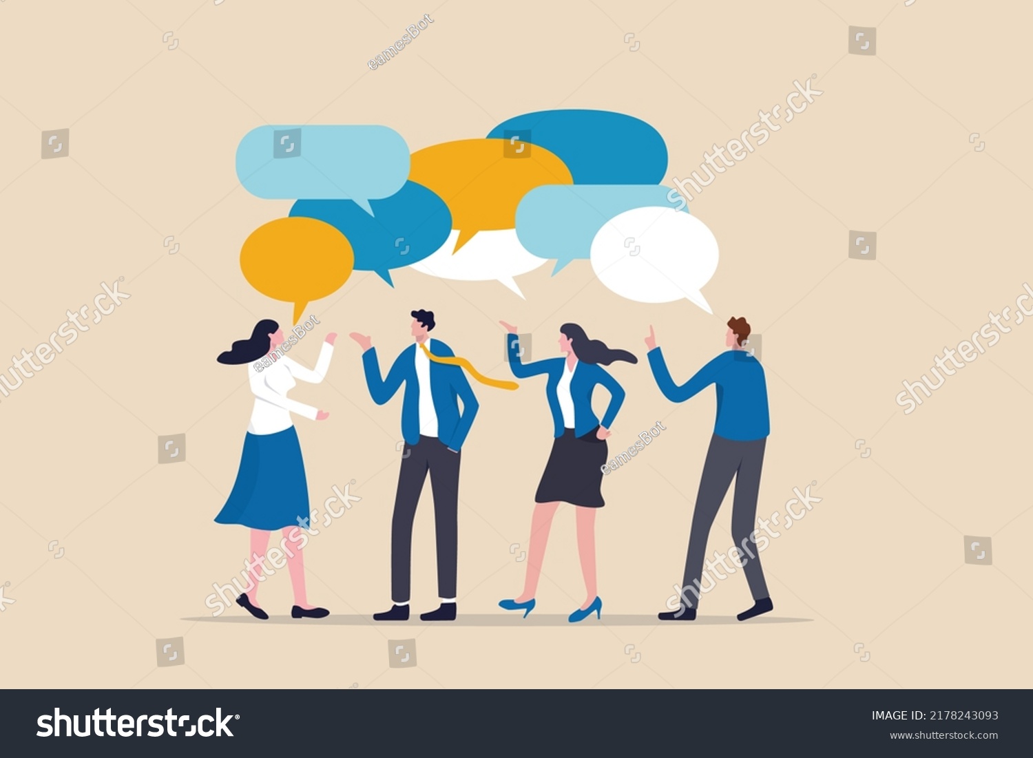 SVG of Discussion, conversation or brainstorming for idea, meeting, debate or team communication, colleague chatting, opinion concept, business team coworker discussing work in meeting with speech bubbles. svg