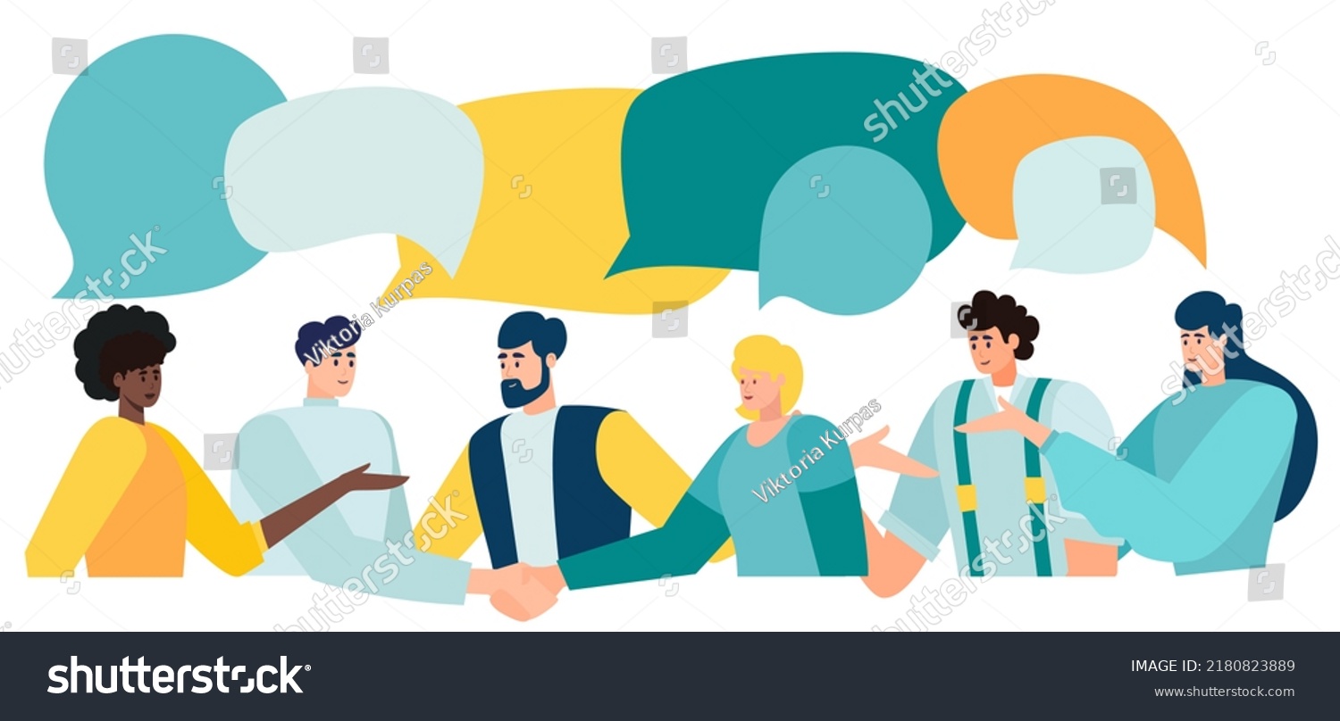 SVG of Discussion, conversation with speech bubbles. illustration brainstorming for idea, meeting opinion concept, discussing work in meeting and talk with speech bubbles. svg