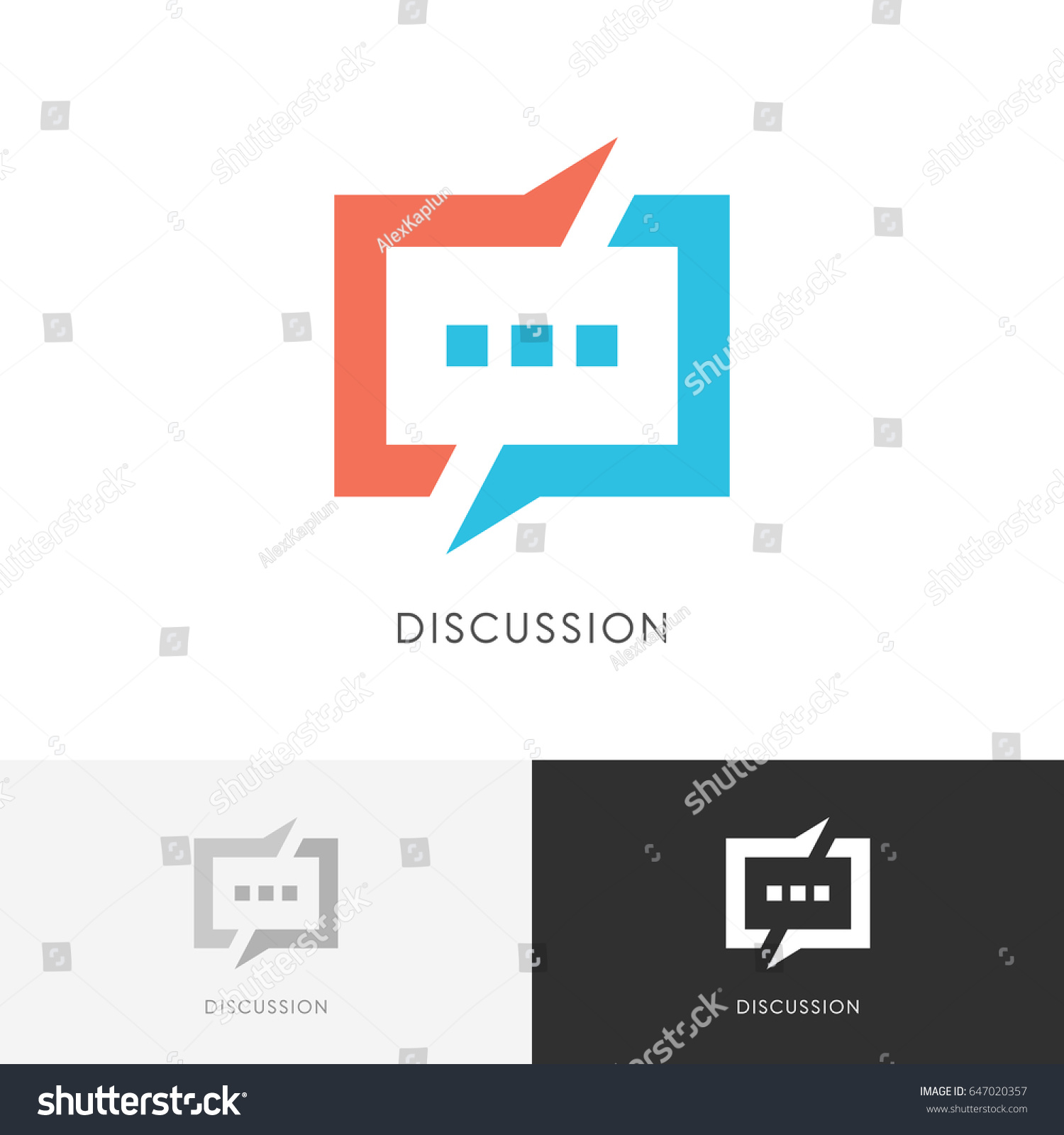 discussion split logo colored chat symbol のベクター画像素材