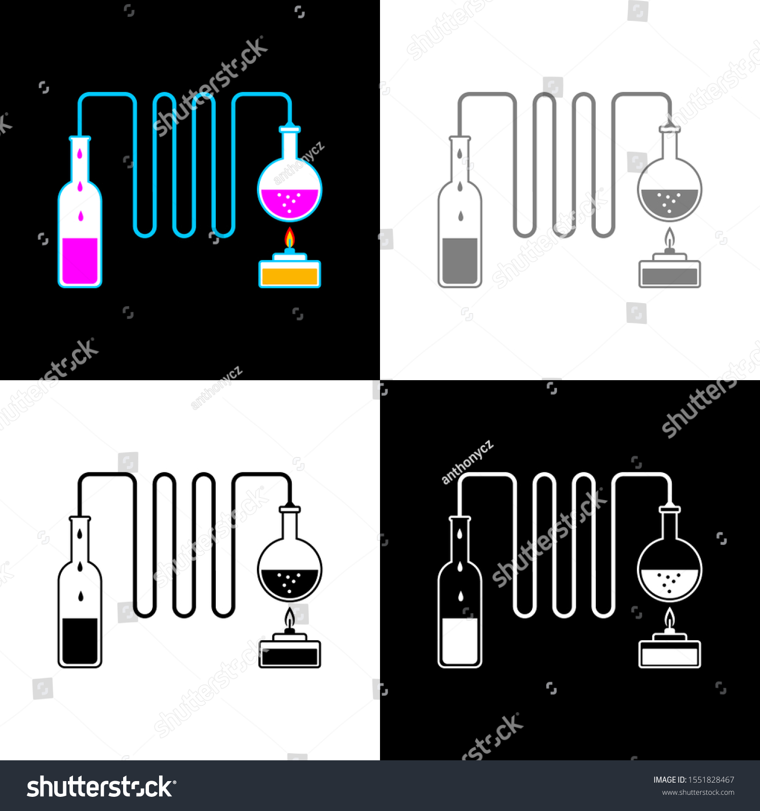 Distillation Kit Icon Set Vector Illustration: Vector De Stock (libre ...