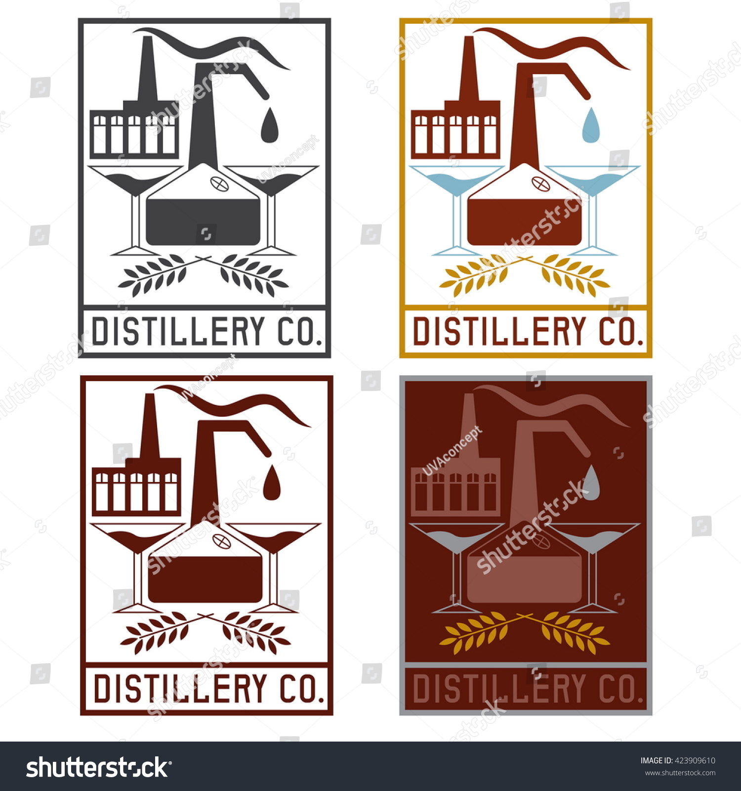 Distillery Company Copper Whiskey Still Martini Stock Vector Royalty Free 423909610