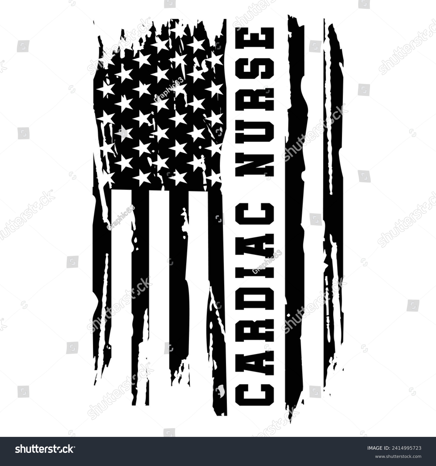 SVG of Distressed Cardiac Nurse American Usa Flag Design For T Shirt Poster Banner Backround Print Vector Eps Illustrations. svg