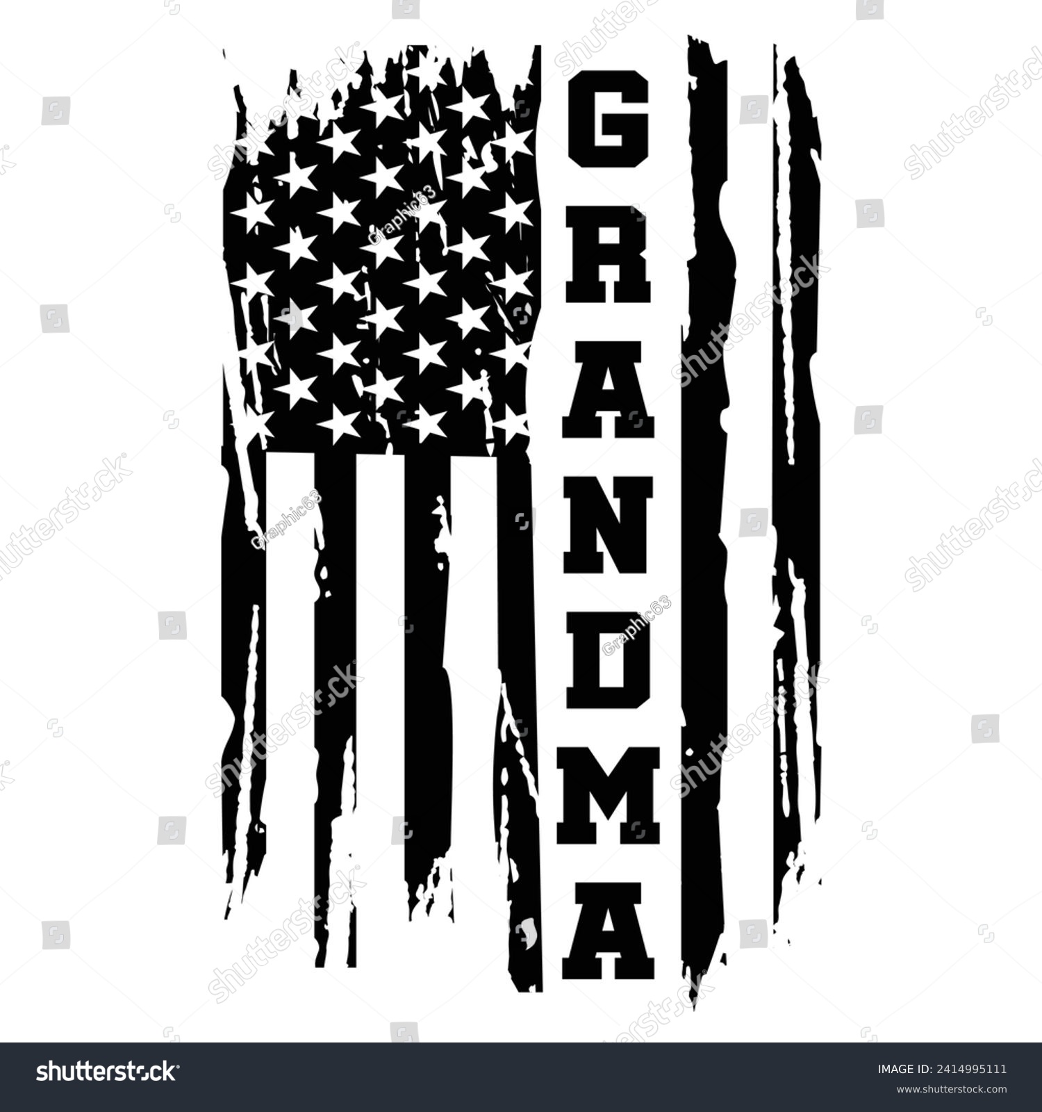 SVG of Distressed Grandma American Usa Flag Grandma Design For T Shirt Poster Banner Backround Print Vector Eps Illustrations. svg