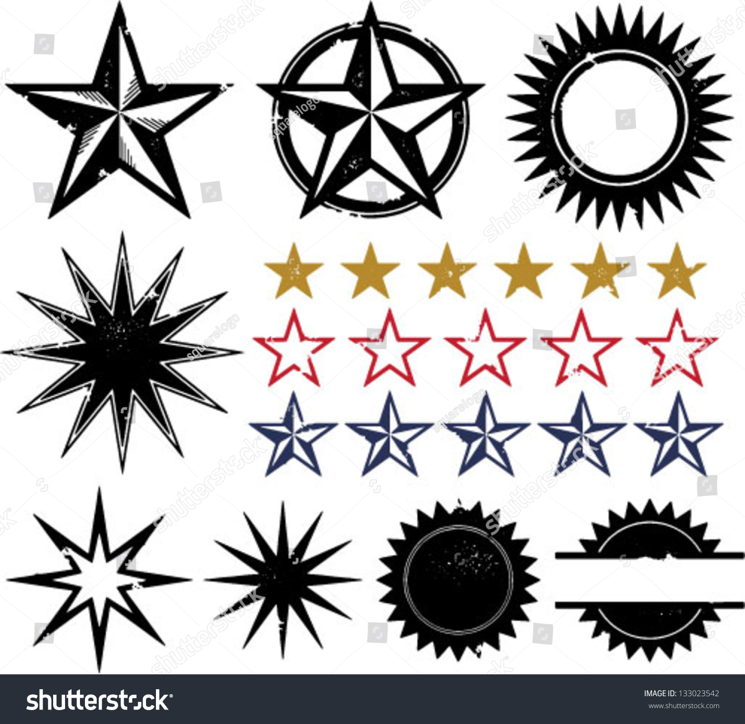 Download Distressed Grunge Star Design Elements Stock Vector ...