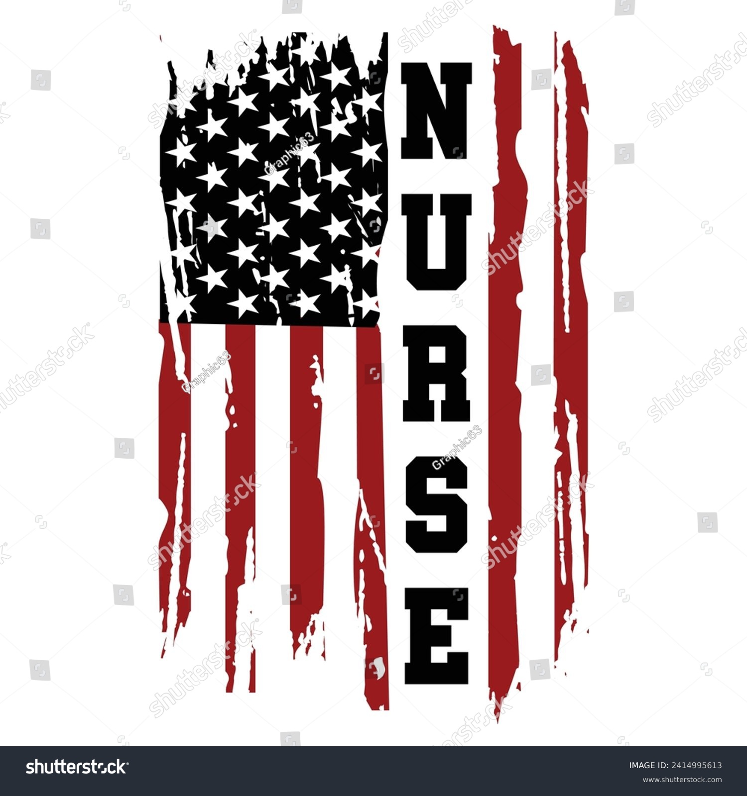 SVG of Distressed Nurse American Usa Flag Design For T Shirt Poster Banner Backround Print Vector Eps Illustrations. svg