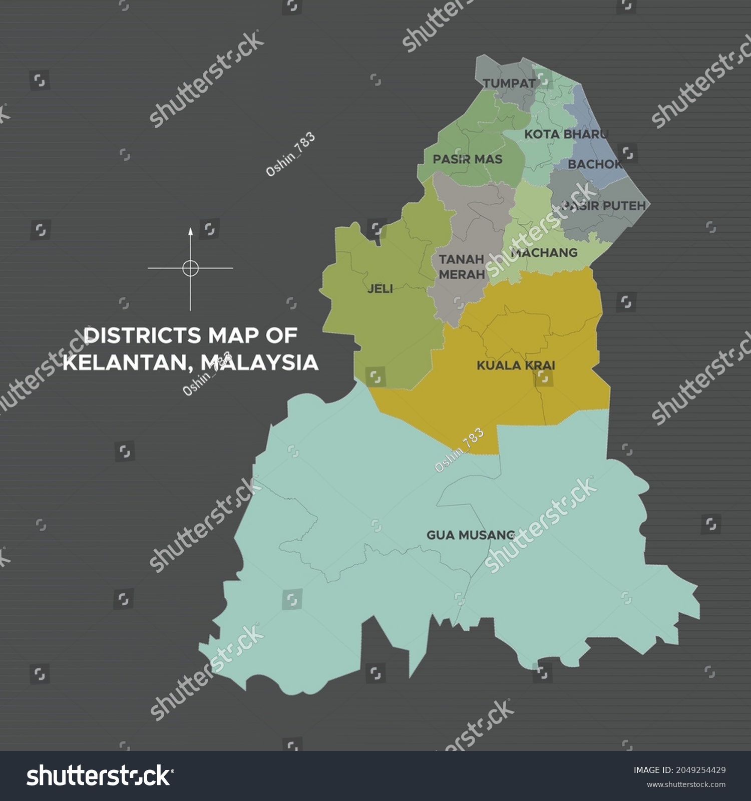 Mapa De Distritos De Kelantan Malasia Vector De Stock Libre De