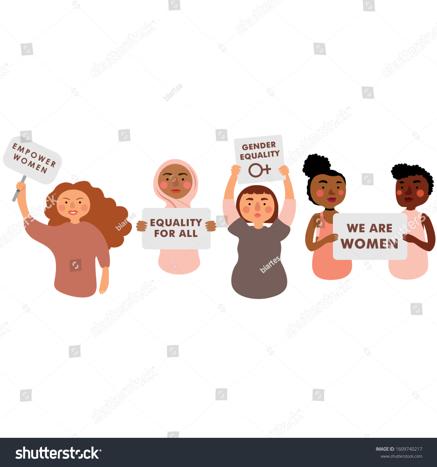 Diverse Empowered Women Protesting Posters Asking Stock Vector (Royalty ...