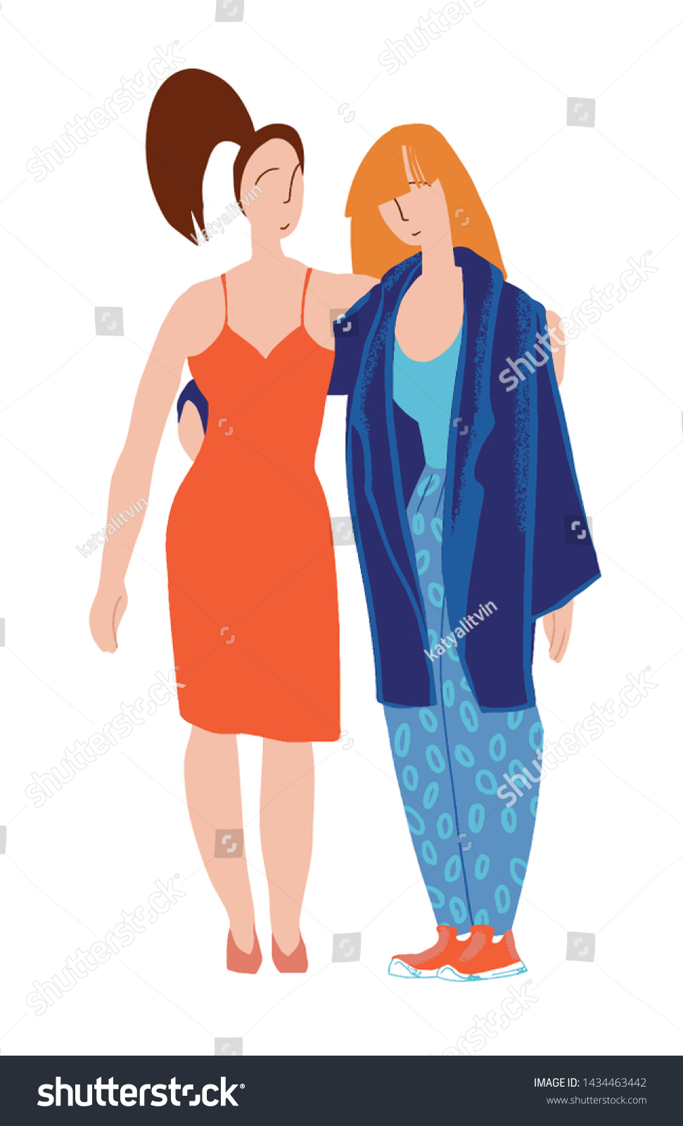 Diverse Friend Group People Hugging Together Stock Vector Royalty Free