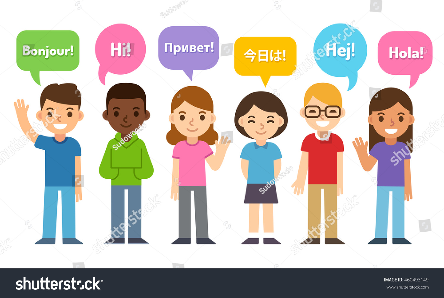 Diverse Group Kids Saying Hi Different Stock Vector (Royalty Free ...