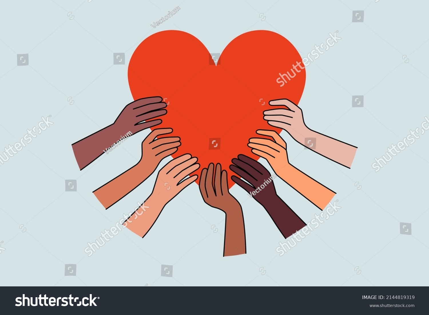 Diverse People Hands Hold Huge Heart Stock Vector (Royalty Free ...