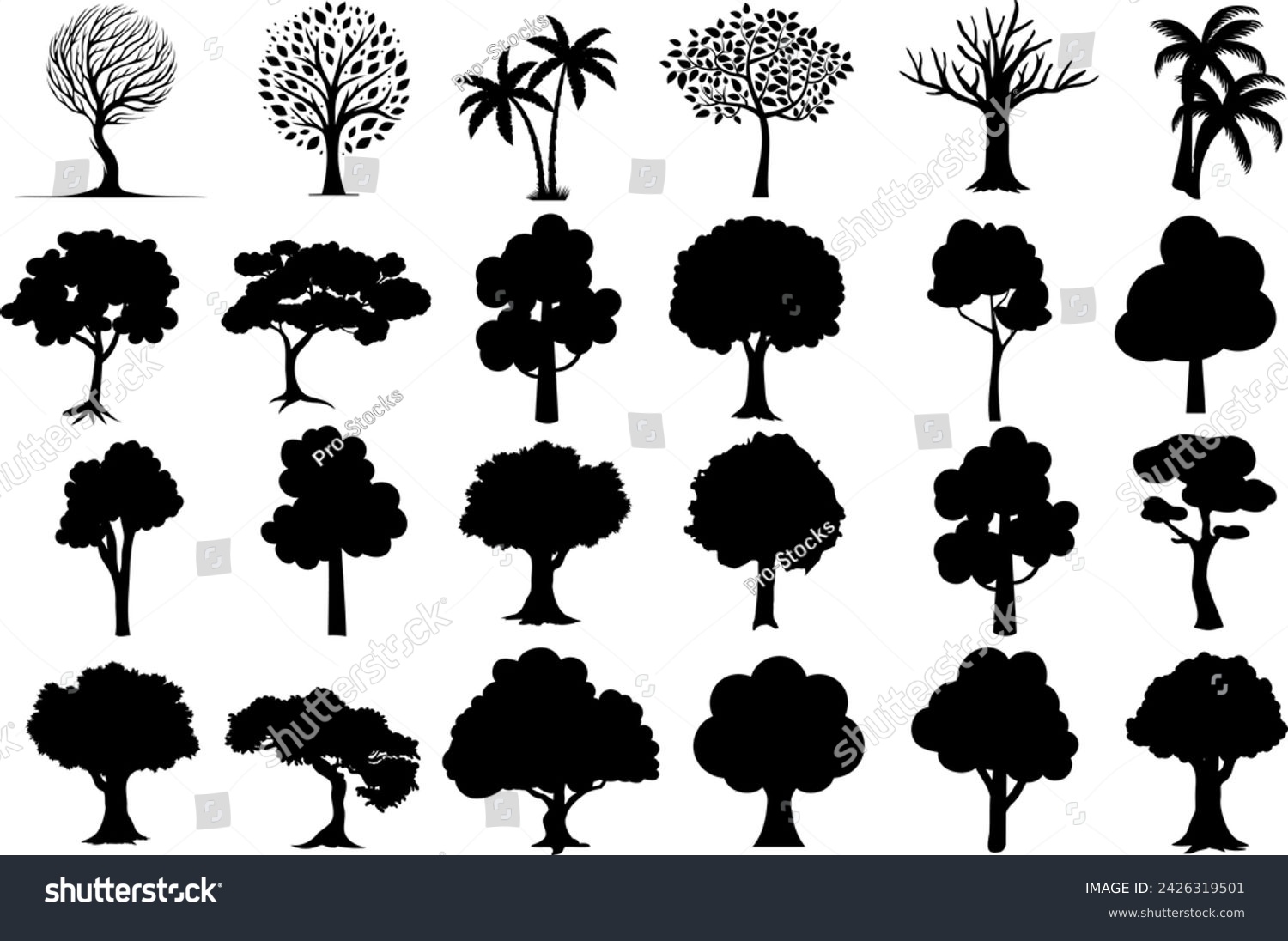 SVG of Diverse tree Silhouette collection, plant  silhouette svg