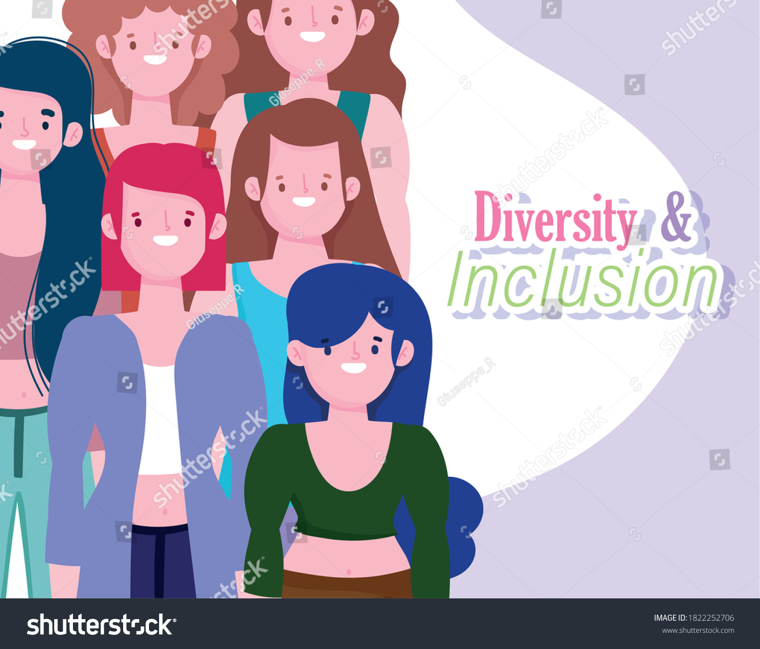 Diversity Inclusion Women Portrait Character Different Stock Vector ...