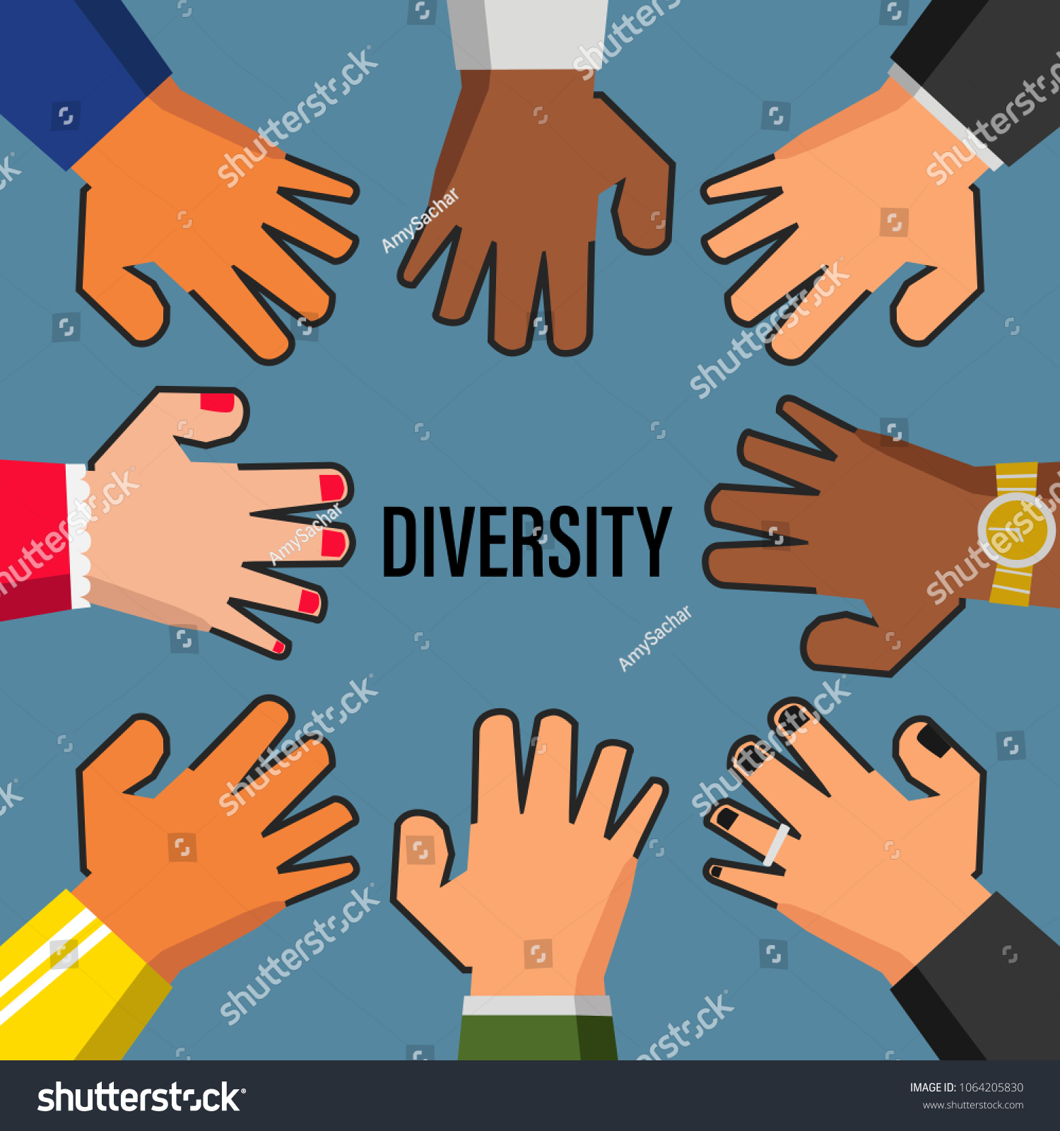 Diversity People Hands Cartoon Vector Illustration Stock Vector ...