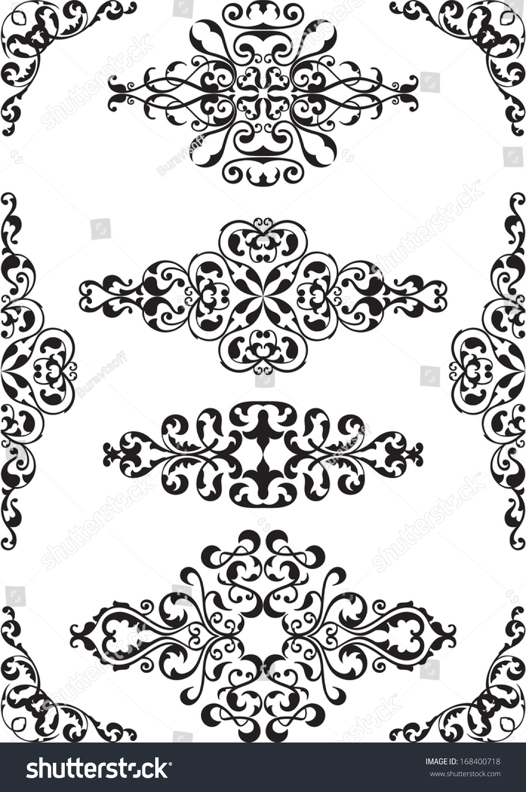 Divide Victorian Lines On White Stock Vector (Royalty Free) 168400718 ...