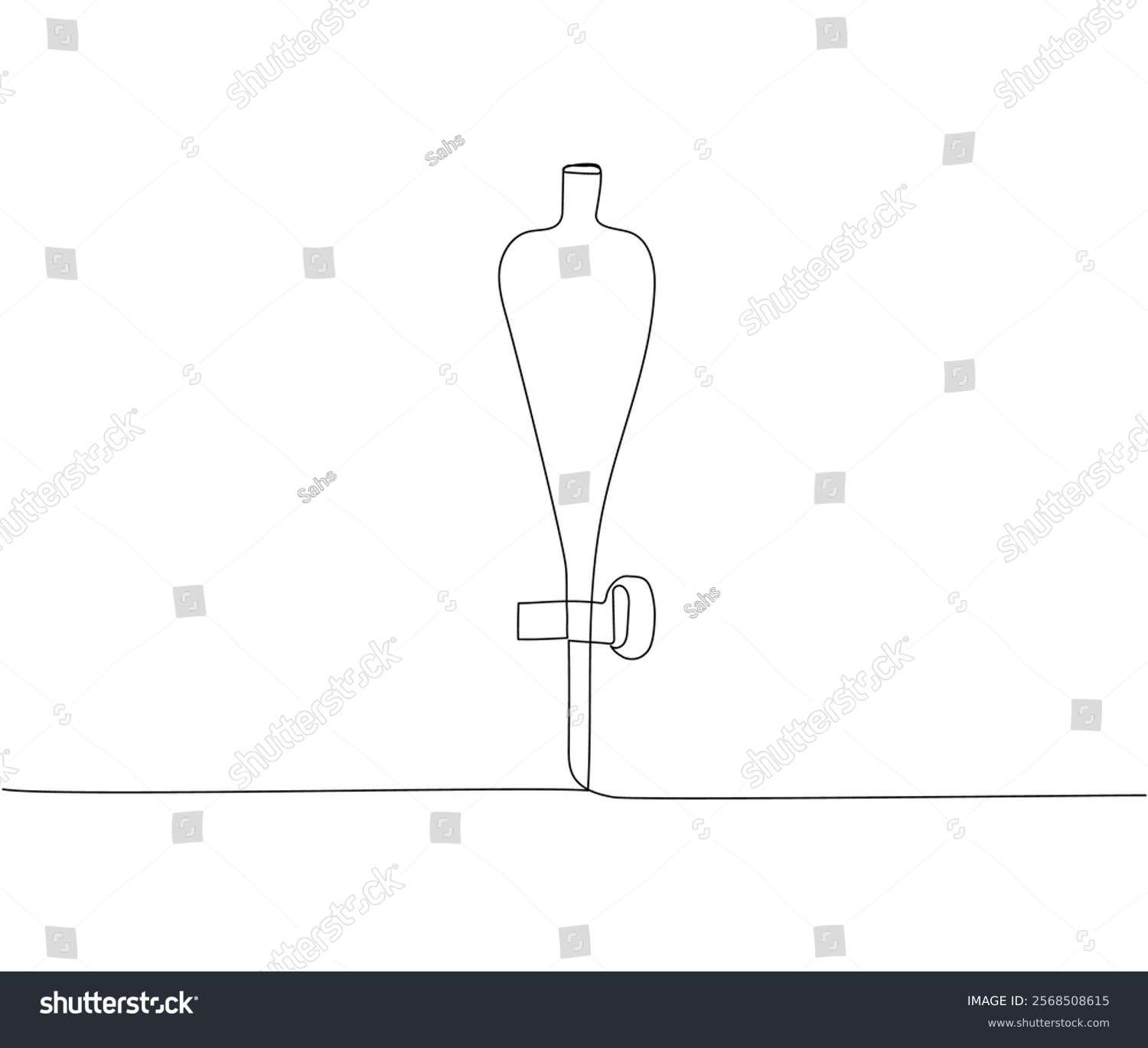 recommend clip art: Divider pear-shaped funnel with tap, volumetric flask, beaker, chemistry lessons one line art. Continuous line drawing of knowledge, cognition, school, education university