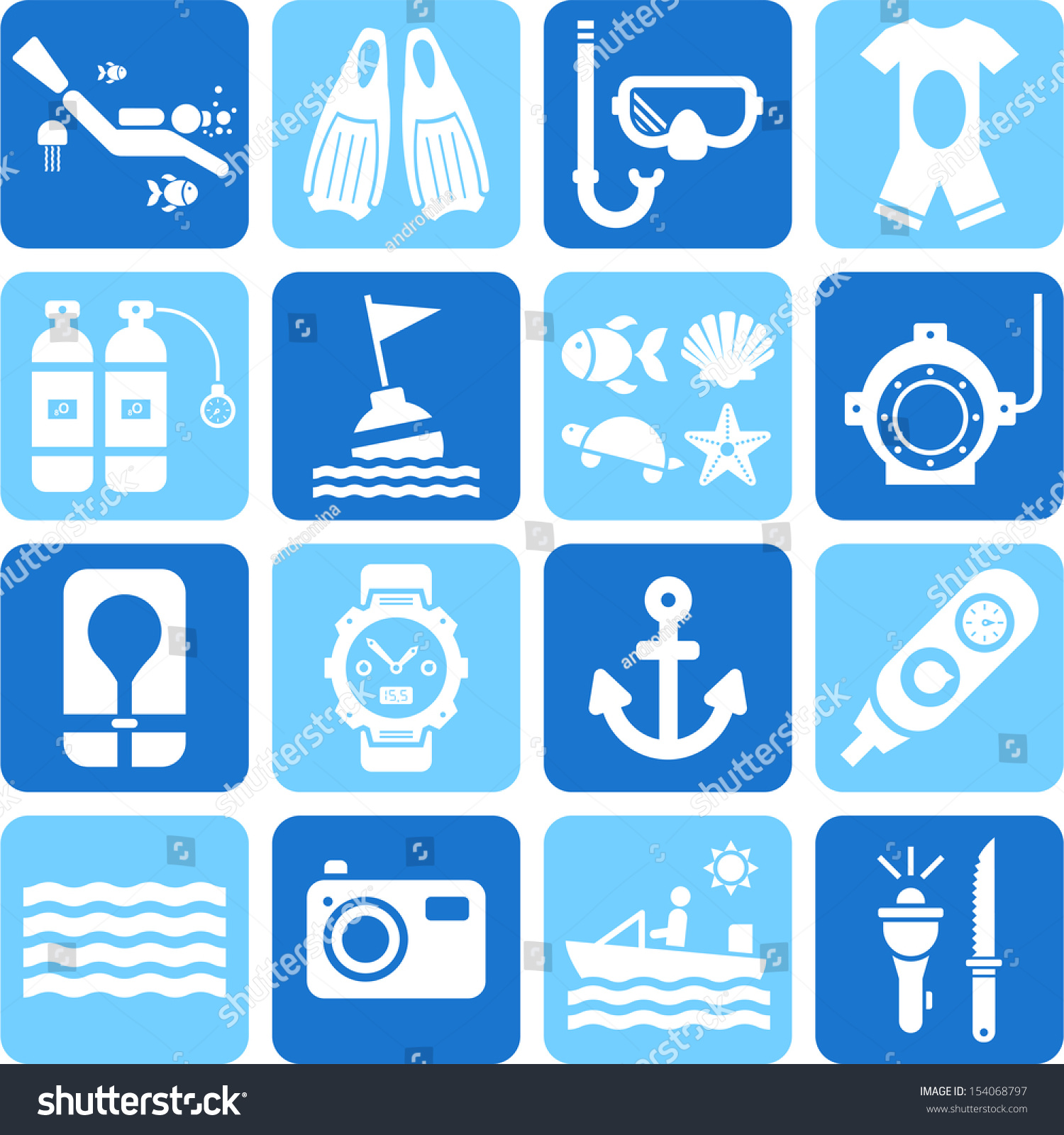 Diving Icons Stock Vector Illustration 154068797 : Shutterstock