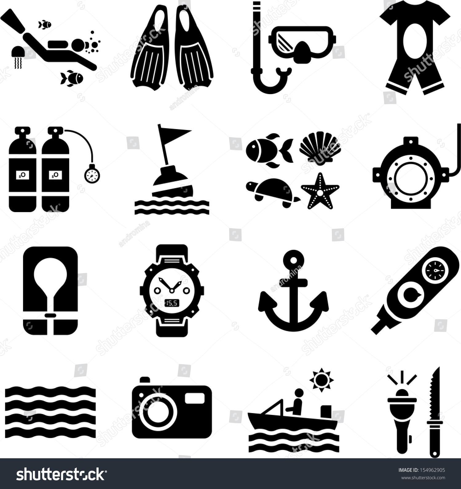 Diving Icons Stock Vector Illustration 154962905 : Shutterstock