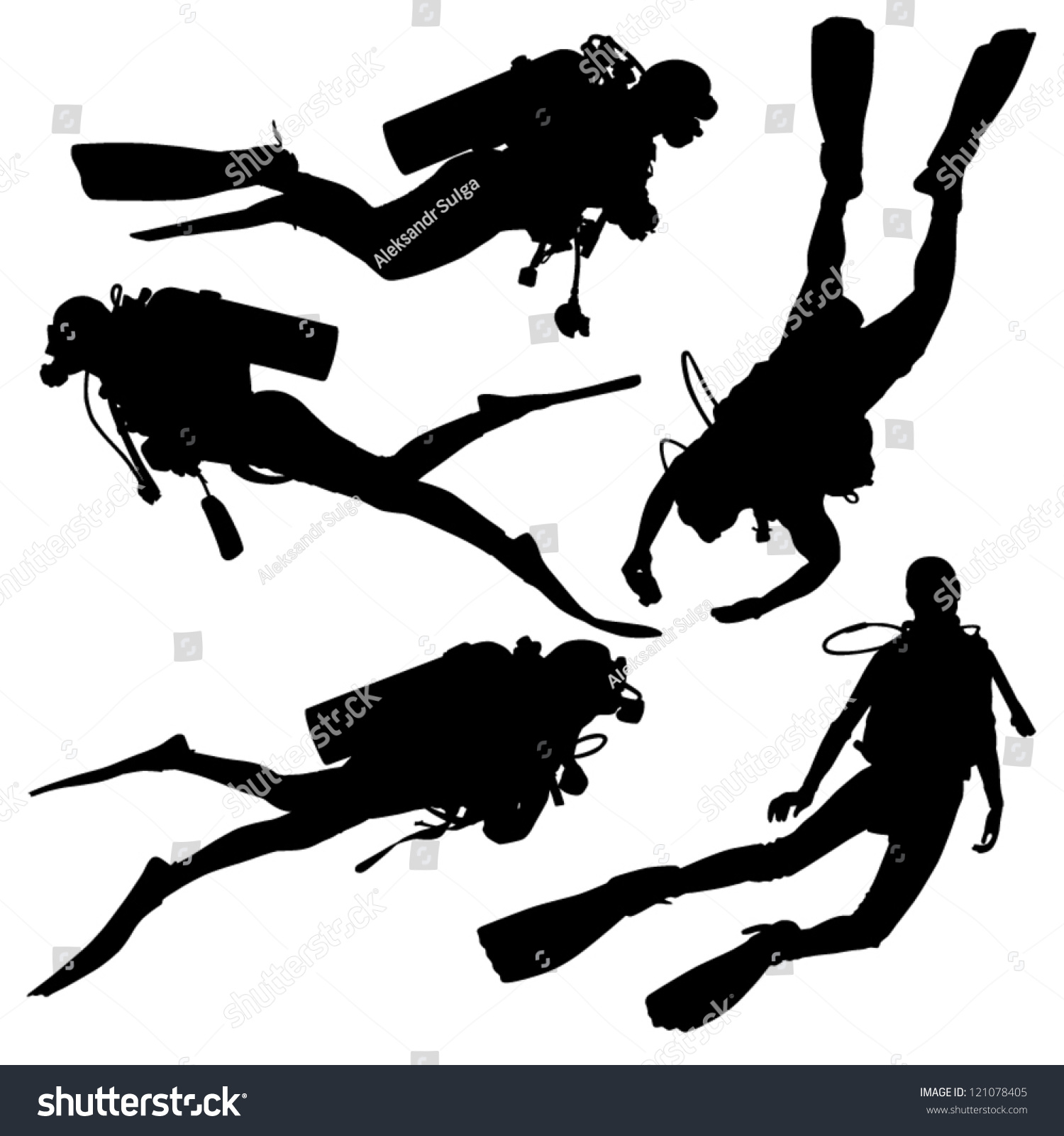 Diving Silhouette On White Background Stock Vector 121078405 - Shutterstock