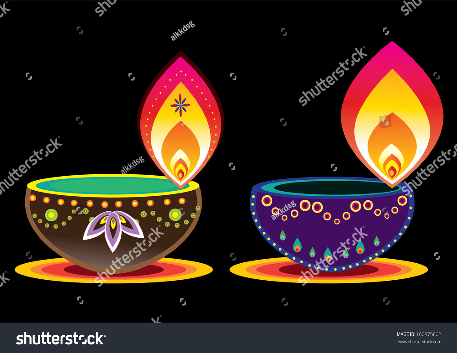 Diwali Candle Light Vector Stock Vector Royalty Free 160875602