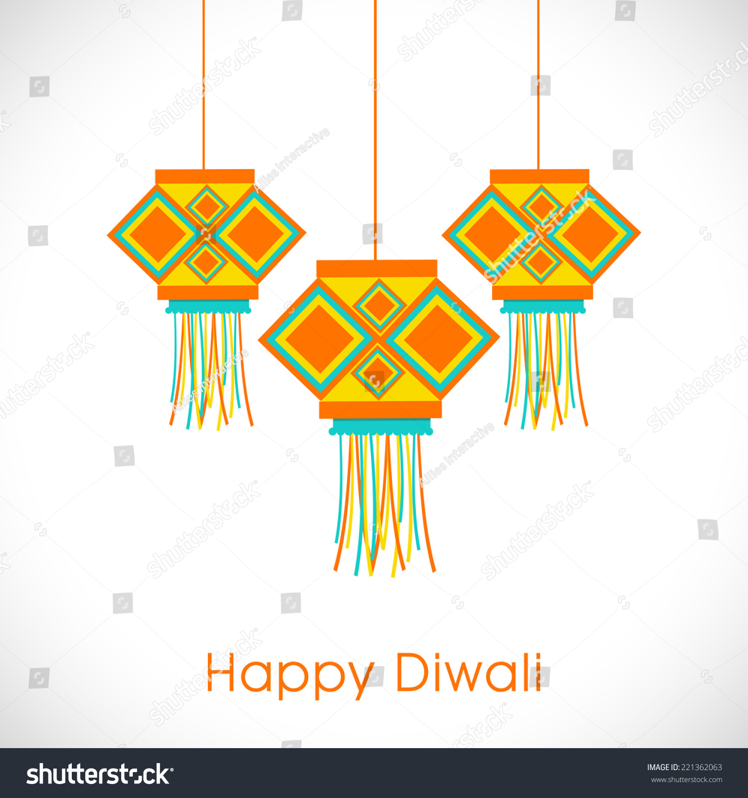 Diwali Festival Celebration Colorful Hanging Stylish Stock Vector ...