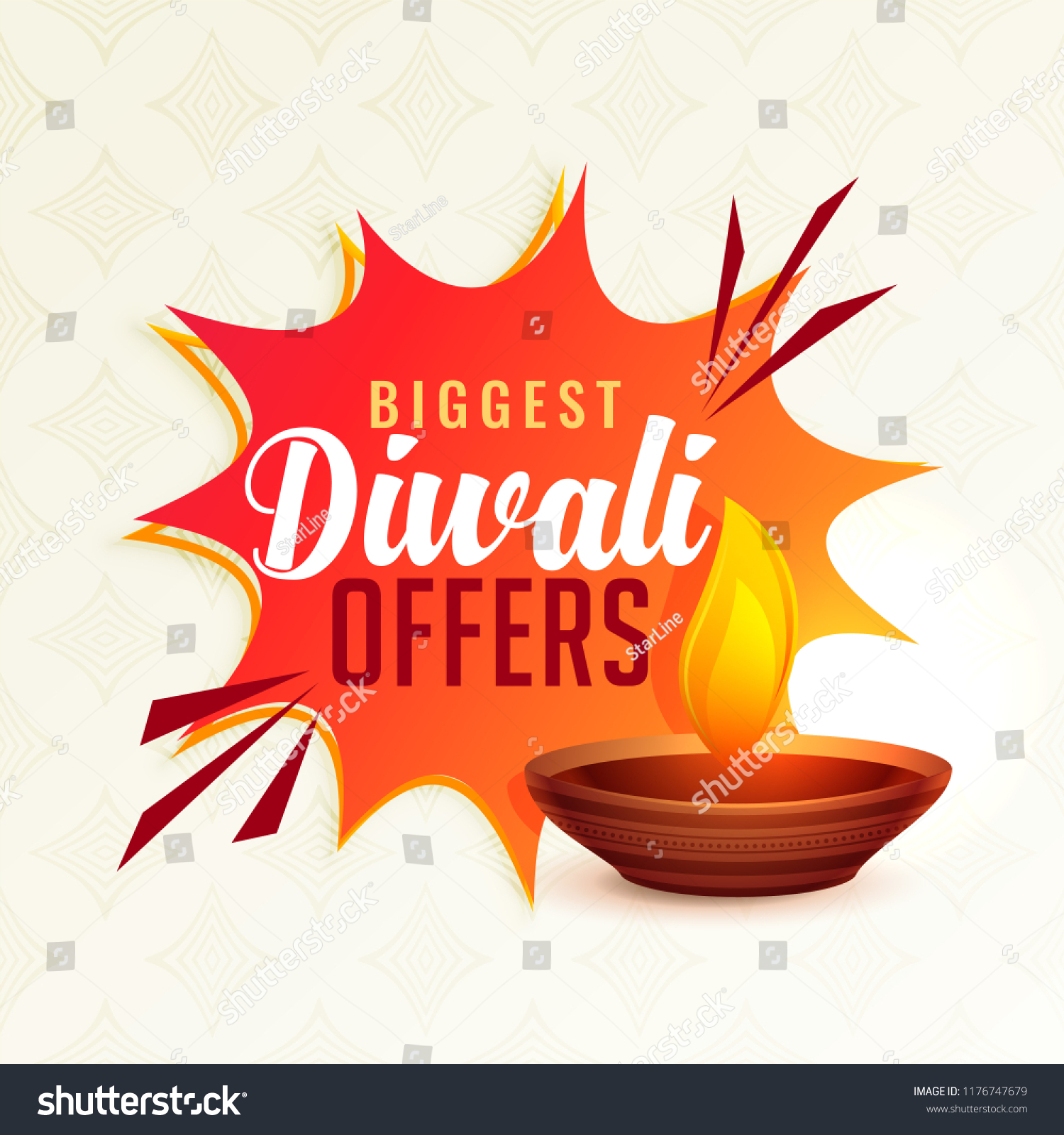 Diwali Festival Offer Banner Diya Stock Vector (Royalty Free ...