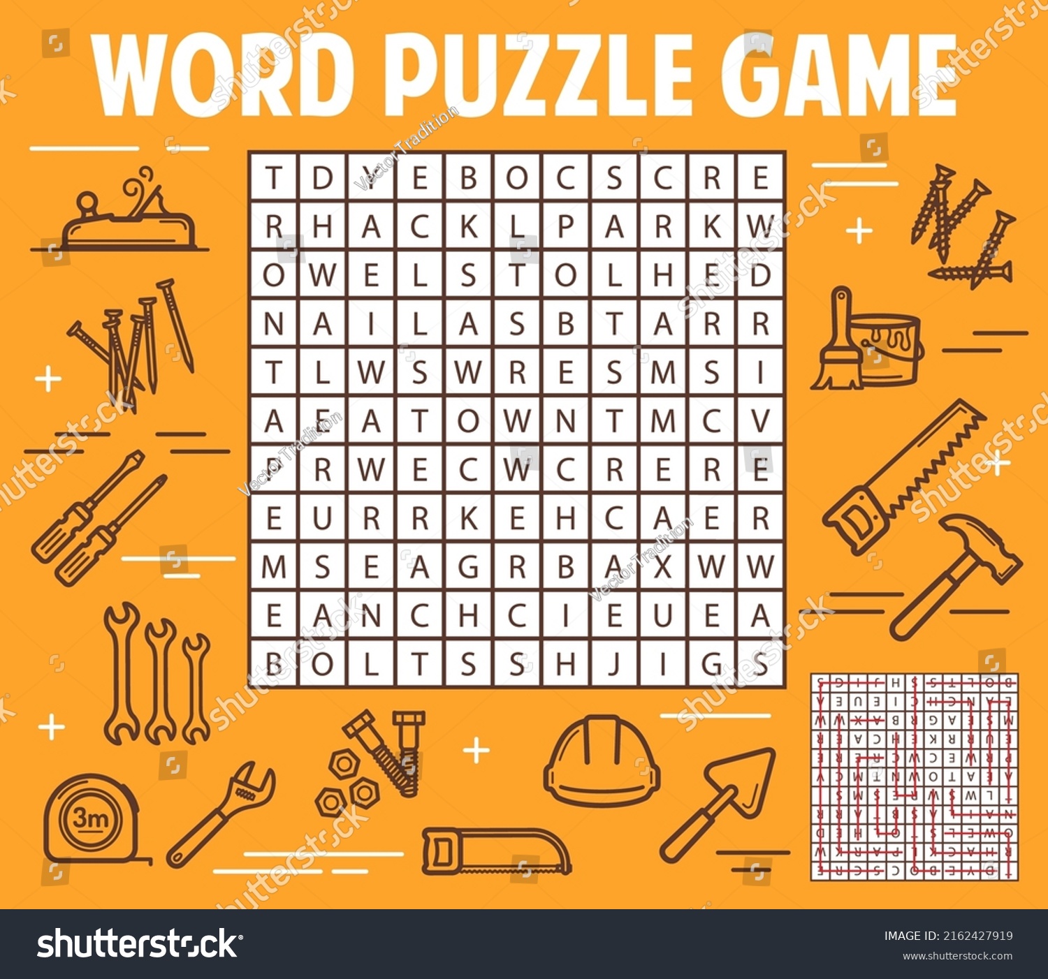 Diy Construction Tools Word Search Puzzle Stock Vector (Royalty Free