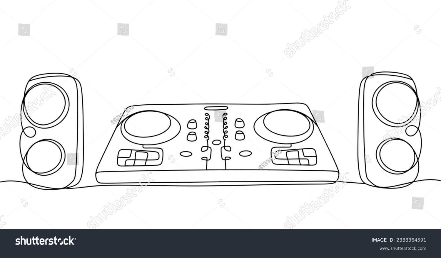 SVG of DJ remote control for creating music and speakers. World Techno Day. One line drawing for different uses. Vector illustration. svg