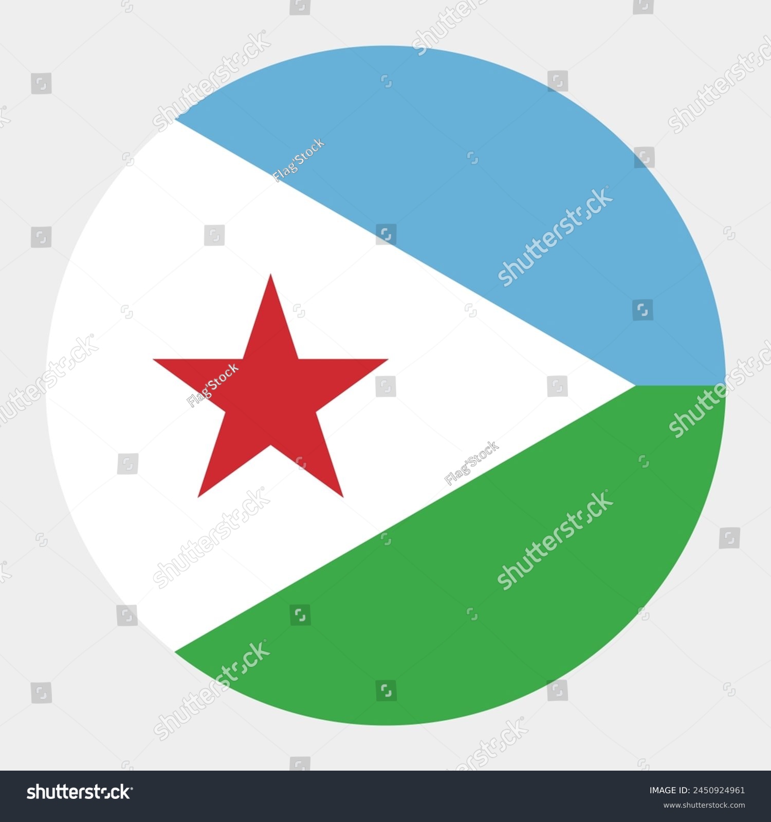 SVG of Djibouti flag. Button flag icon. Standard color. Round button icon. The circle icon. Computer illustration. Digital illustration. Vector illustration. svg