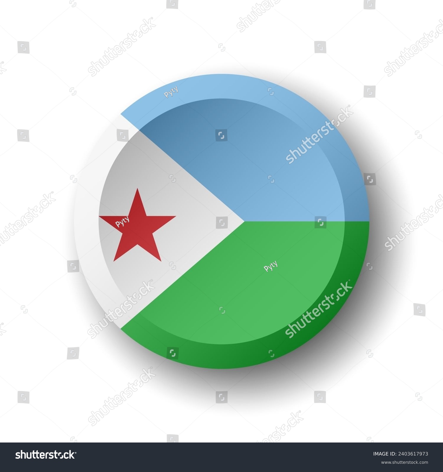 SVG of Djibouti flag - 3D circle button with dropped shadow. Vector icon. svg