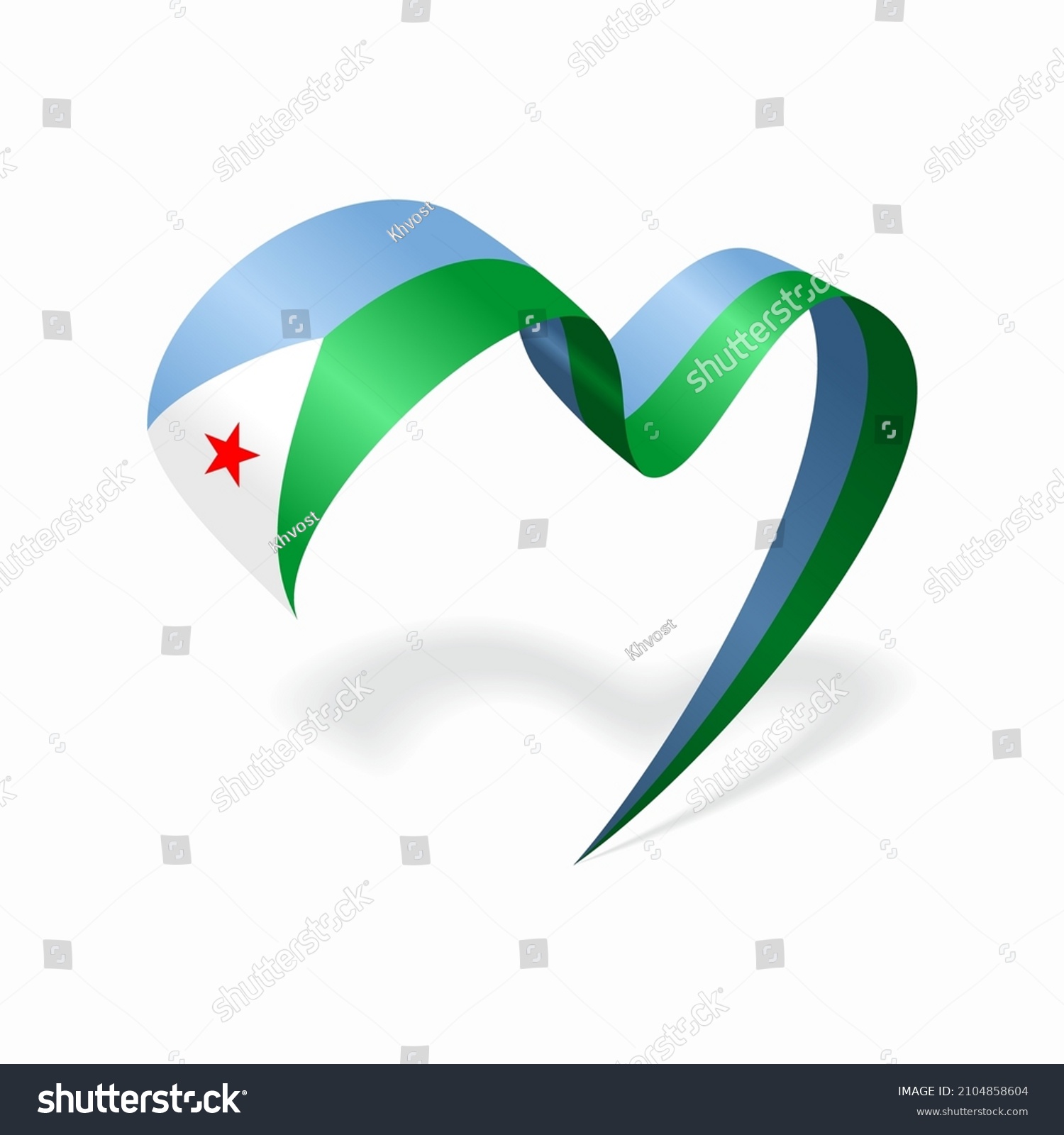 SVG of Djibouti flag heart shaped ribbon. Vector illustration. svg