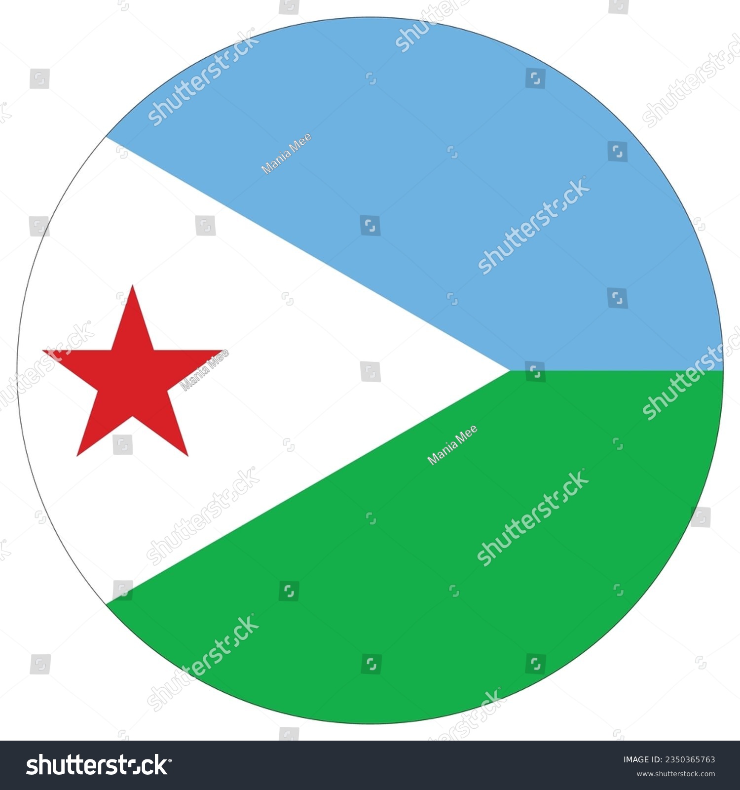 SVG of Djibouti flag in circle. Flag of Djibouti rounded shape svg