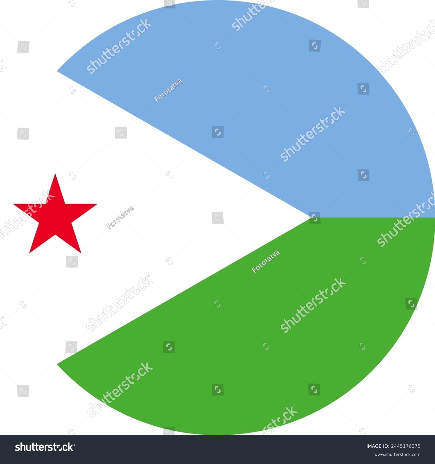SVG of DJIBOUTI flag in circle, official colors and proportion correctly. National DJIBOUTI flag. Vector illustration. EPS10. Government of DJIBOUTI, politics, natural beauty, tourists, svg