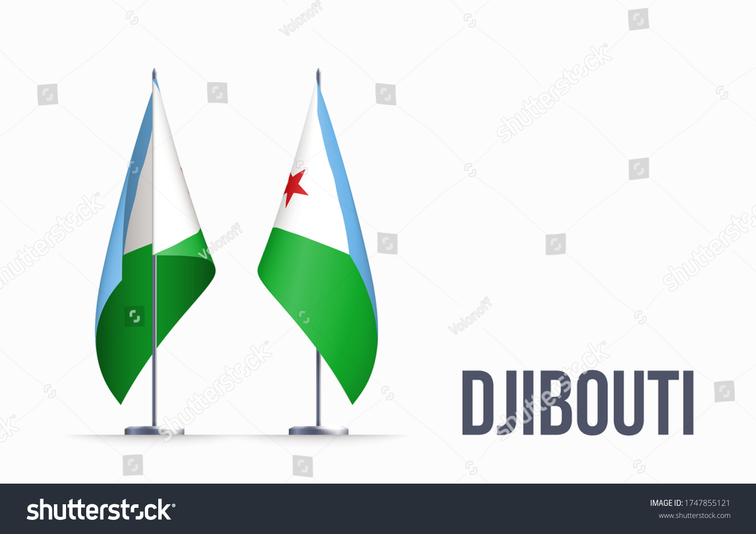 SVG of Djibouti flag state symbol isolated on background national banner. Greeting card National Independence Day of the Republic of Djibouti. Illustration banner with realistic state flag. svg