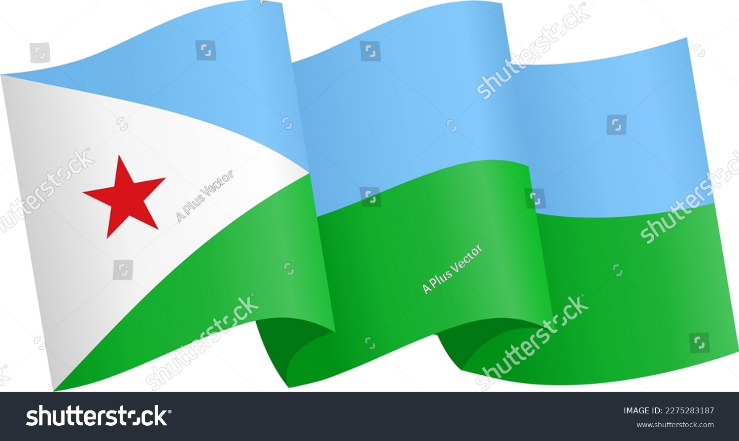 SVG of Djibouti flag wave isolated on png or transparent background svg