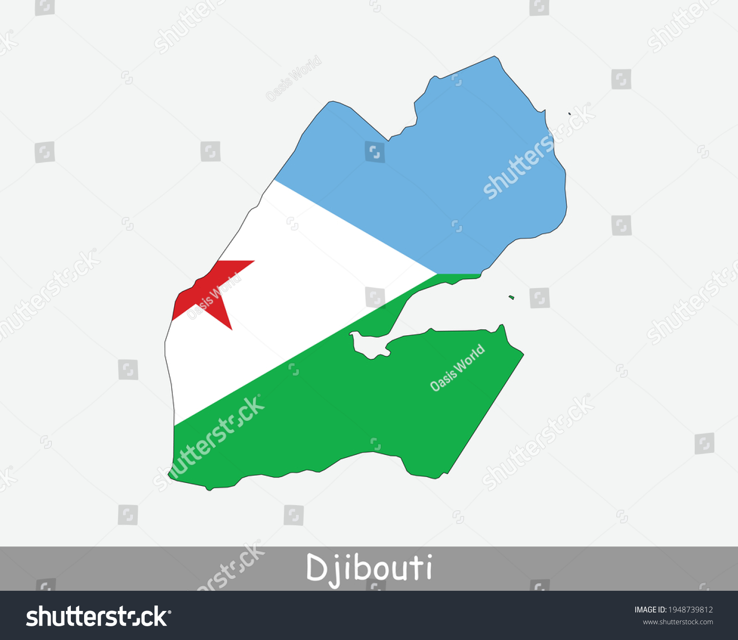 SVG of Djibouti Map Flag. Map of Djibouti with the Djiboutian national flag isolated on white background. Vector Illustration. svg